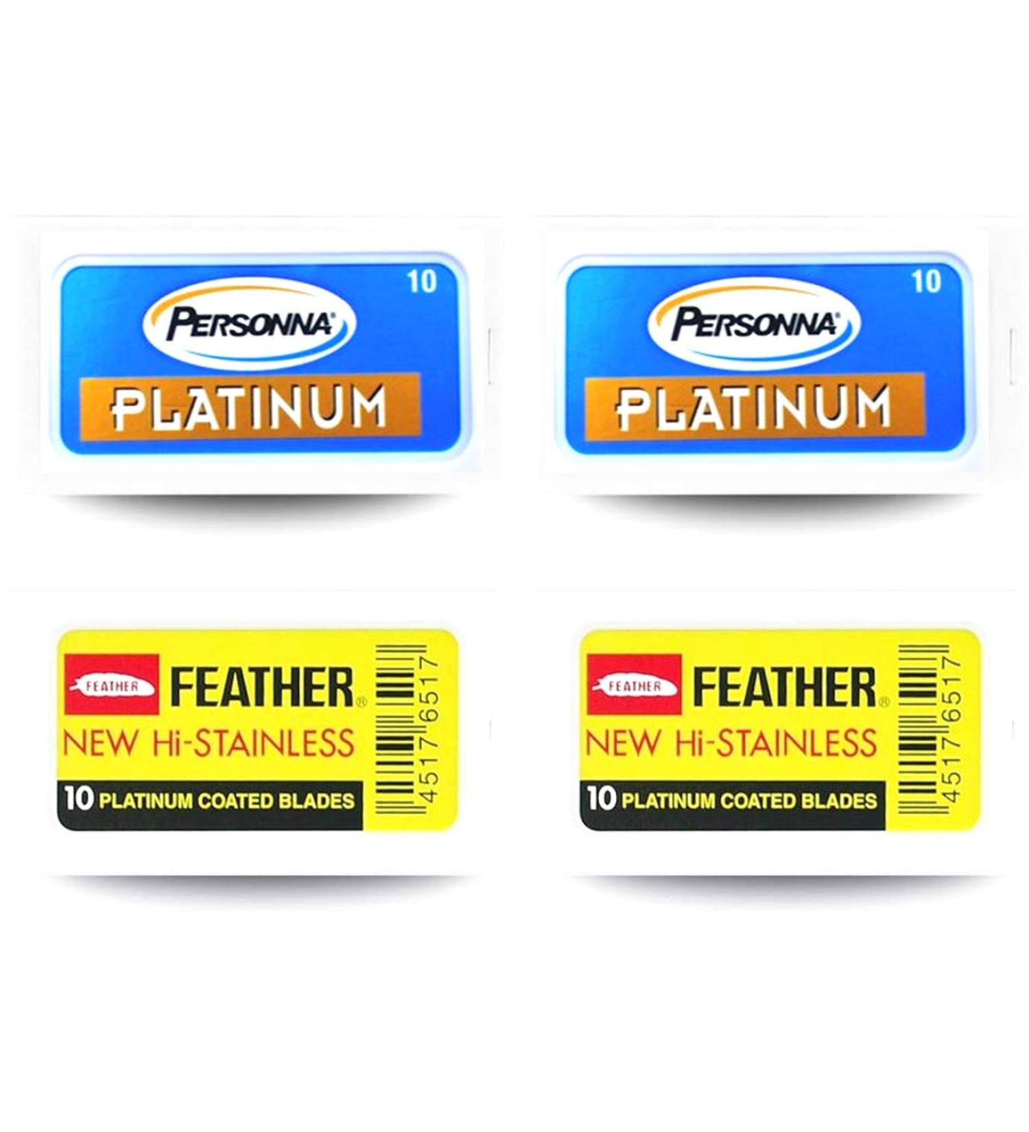 The Shave Factory Premium Shaving Set - 20 Feather Double Edge Razor Blades and 20 Personna Double Edge Razor Blades
