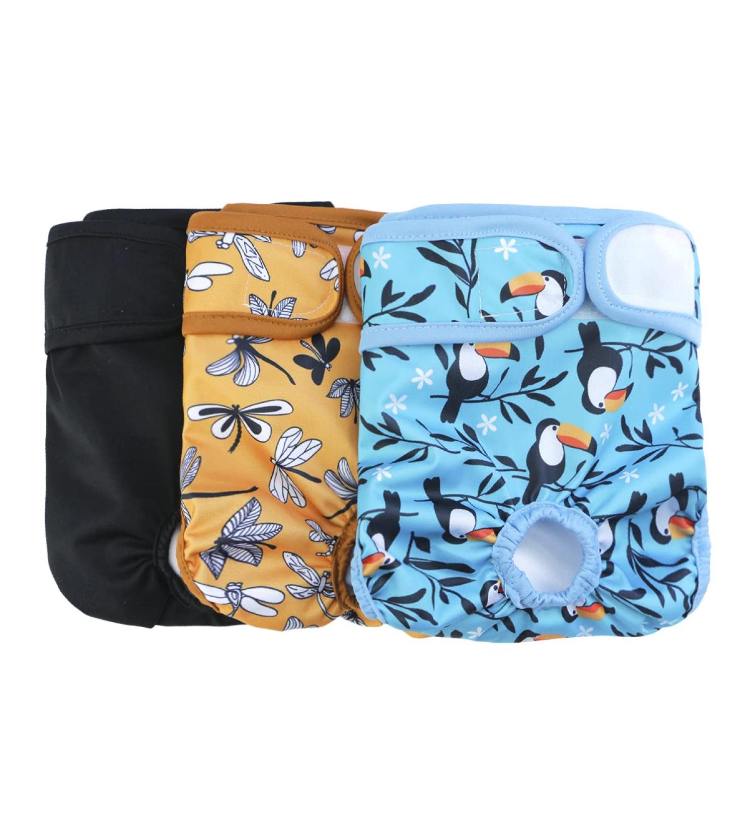 Hisprout Reusable Dog Skirt Diaper - Washable Durable Female Puppy Diapers (Large Dragonfly & Toucan Design) - Buy Online on GoSupps.com