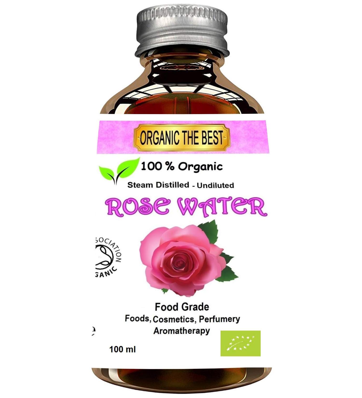 Organic Rose Water Facial Toner Food - Vegan Certified Cruelty-Free Organic Hand Made Plastic Free & Responsibly Sourced Skin Toner - Finest Triple Purified Bulgarian Rosewater - Buy Online on GoSupps.com