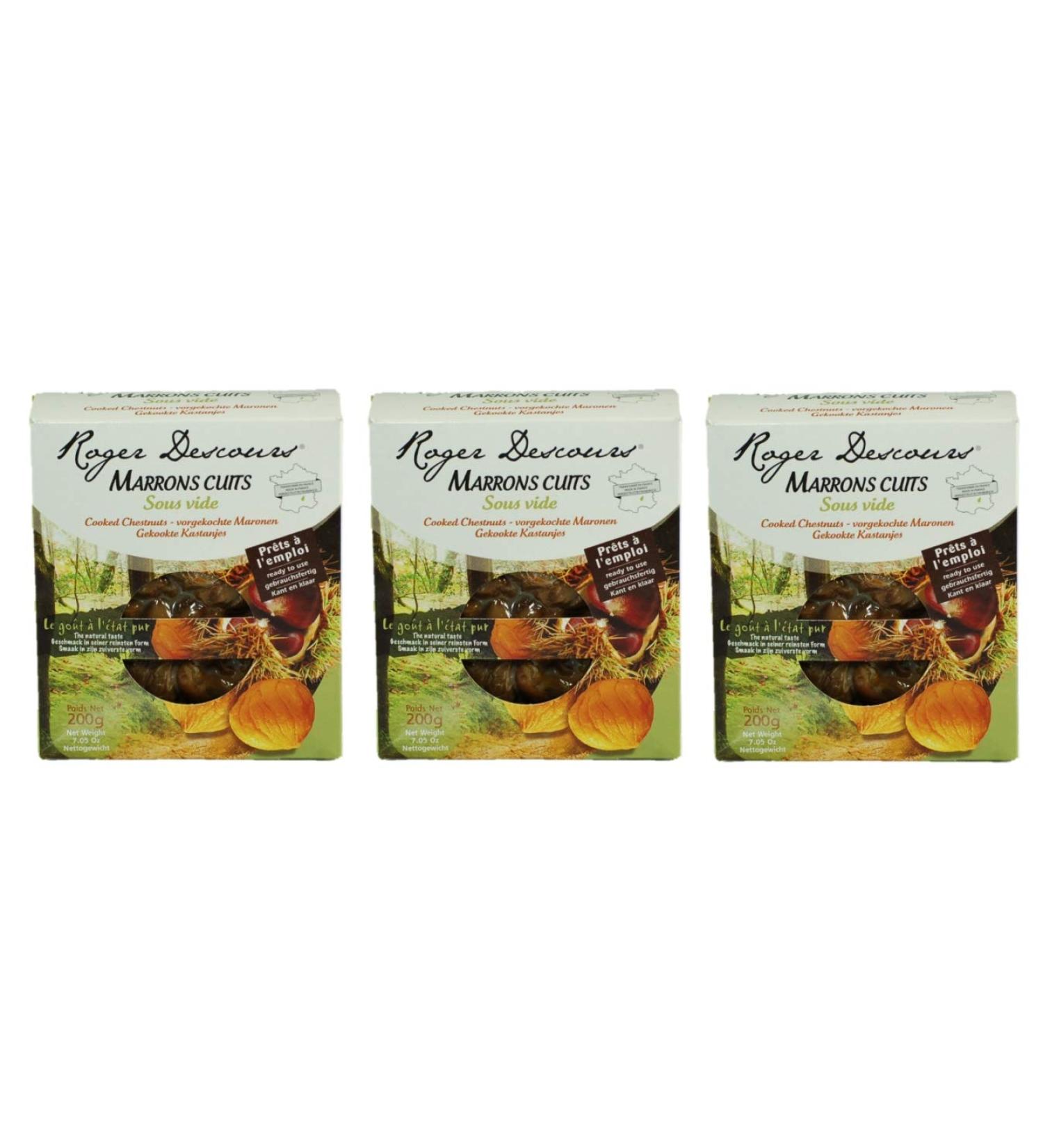 Pack of 3 cooked chestnuts - sweet chestnuts 3 x 200 grams peeled without added salt 200 g (pack of 3)
