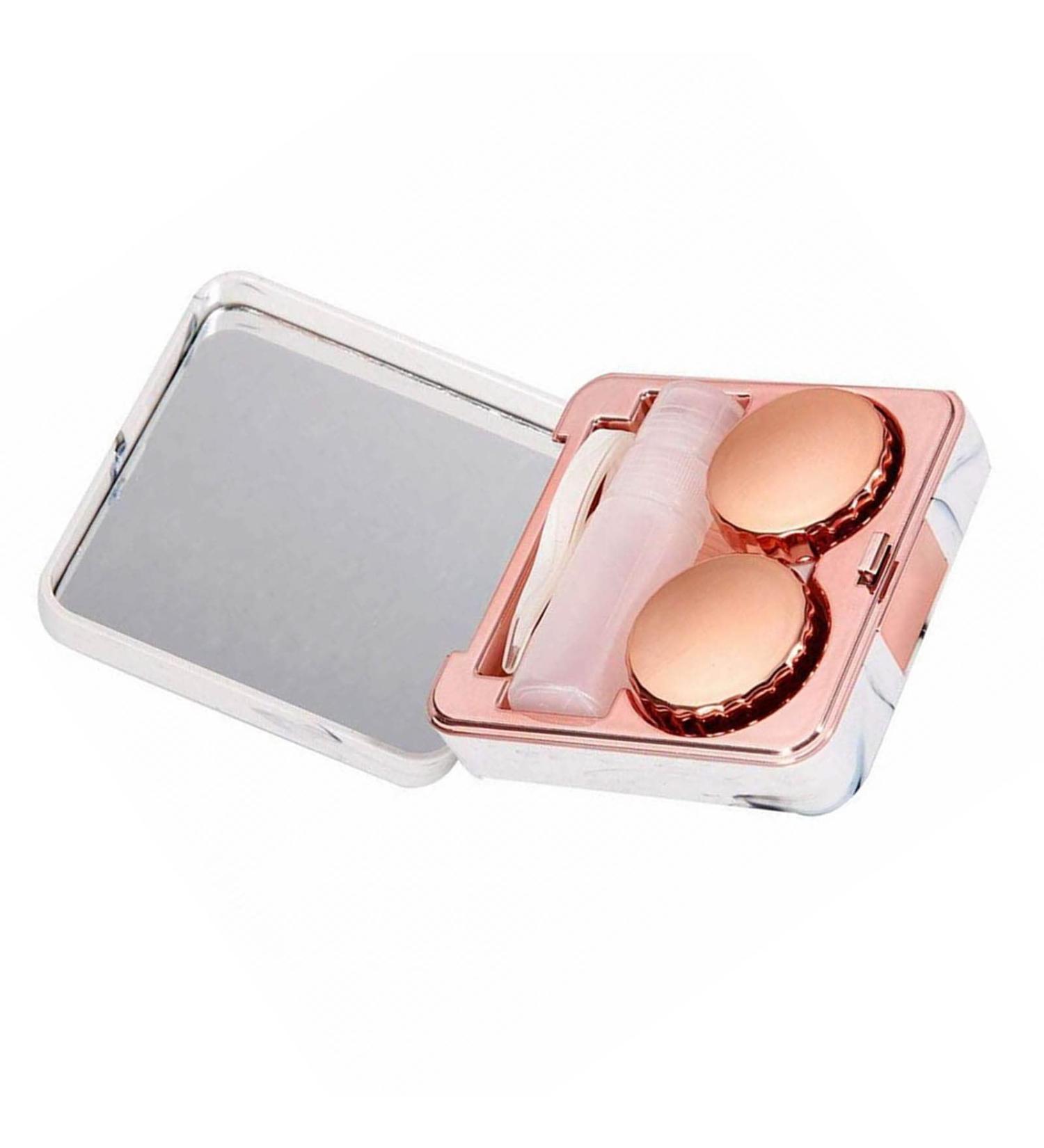 Feisidunwsf Marble Contact Lens Case - Portable Mini Holder with Mirror for Travel & Outdoor Activities - Buy Online on GoSupps.com
