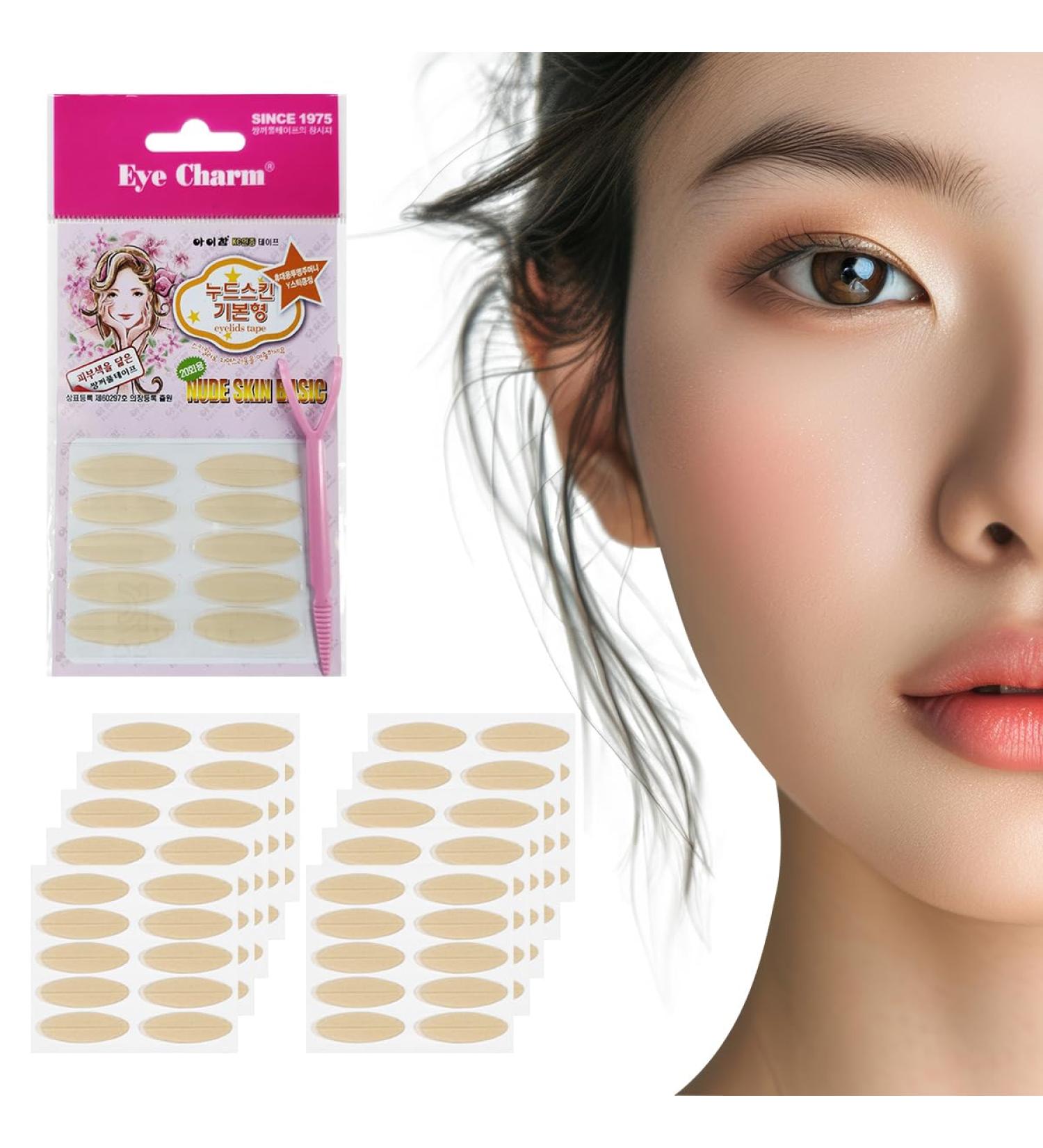 Eye Charm Double Eyelid Tape - Invisible Lifting Strips for Hooded Eyes | 200 Single-Sided 4mm Eye Lid Strips - Perfect for Droopy Eyelids - Buy Online on GoSupps.com