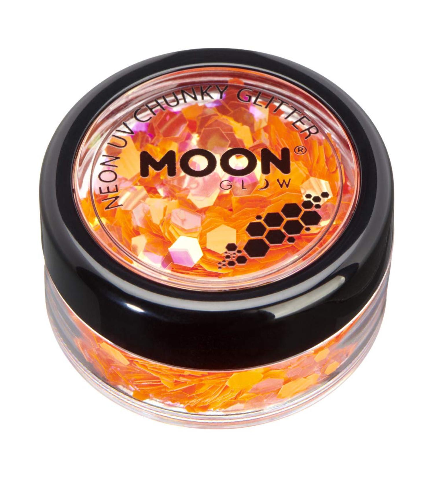 Moon Glow - Neon UV Chunky Glitter Orange 3g Single