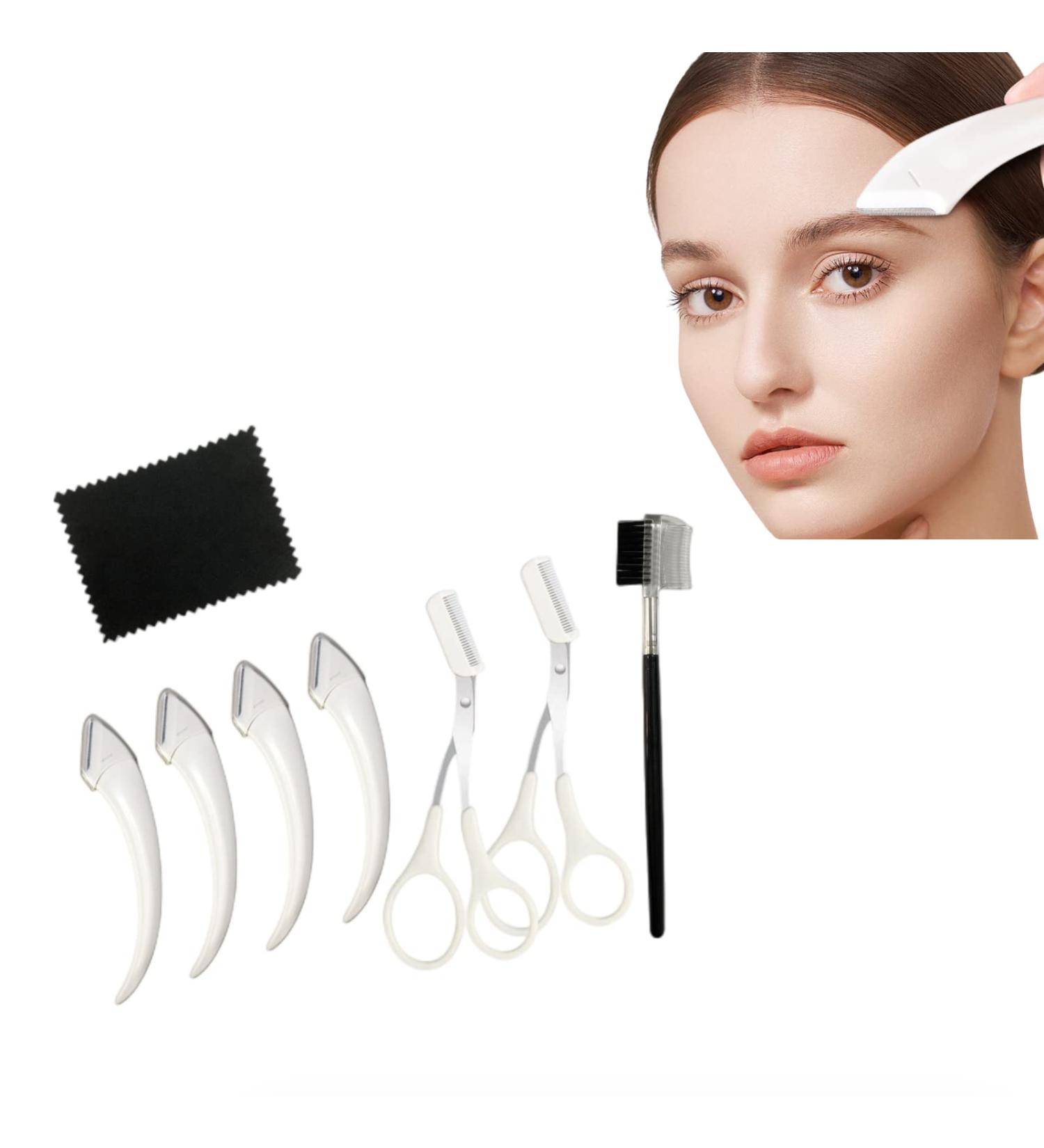 Eyebrow Trimmer Scissors with Comb Stainless Steel Eyebrow Razor Eyebrow Trimmer Eyelash Hair Scissors Beginner Make Up Tool for Men Women(White) - Buy Online on GoSupps.com
