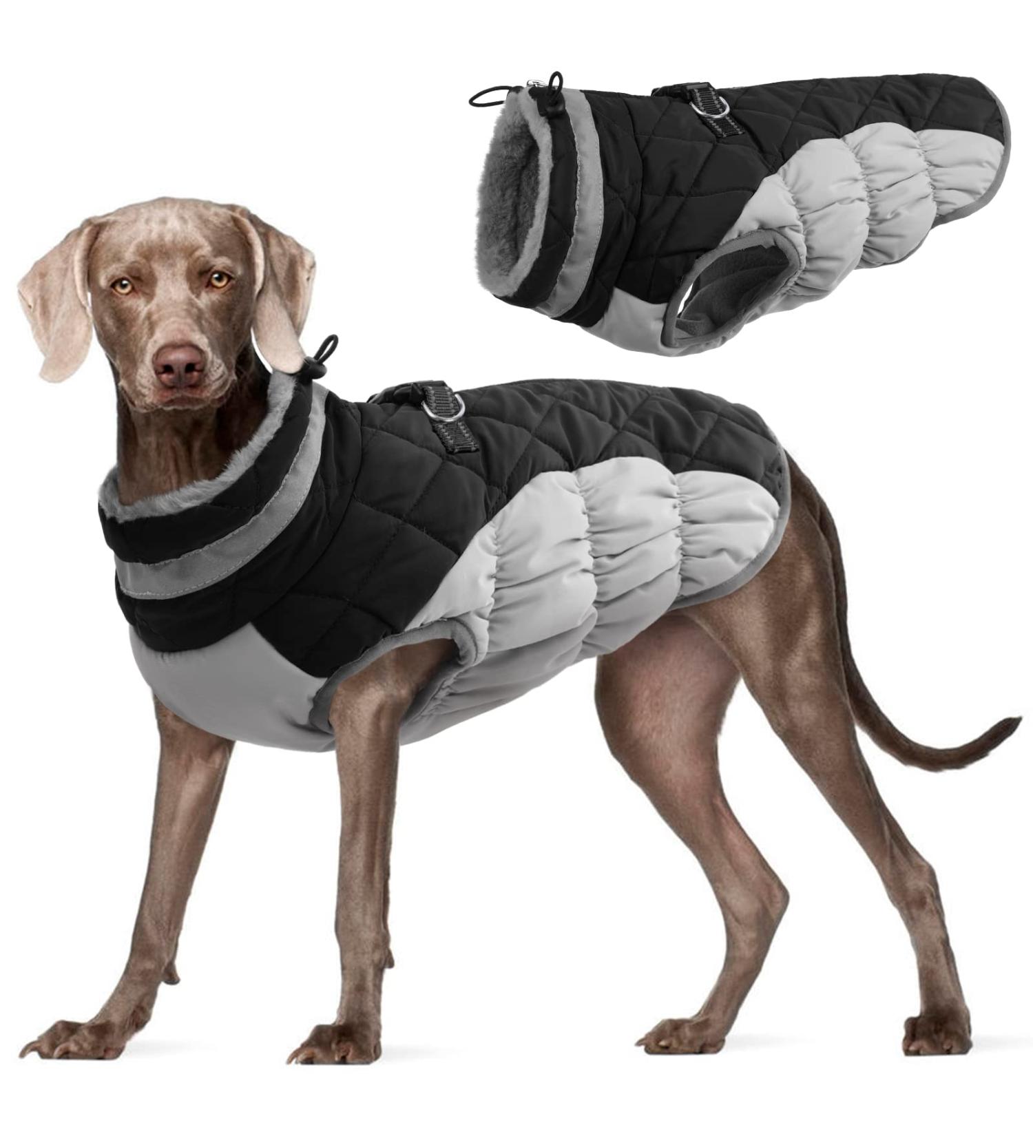 Kuoser Waterproof Dog Coat - Warm Fleece Lined Winter Jacket for Small & Medium Dogs | Reflective & Cozy XL Black Pet Sweater - Buy Online on GoSupps.com