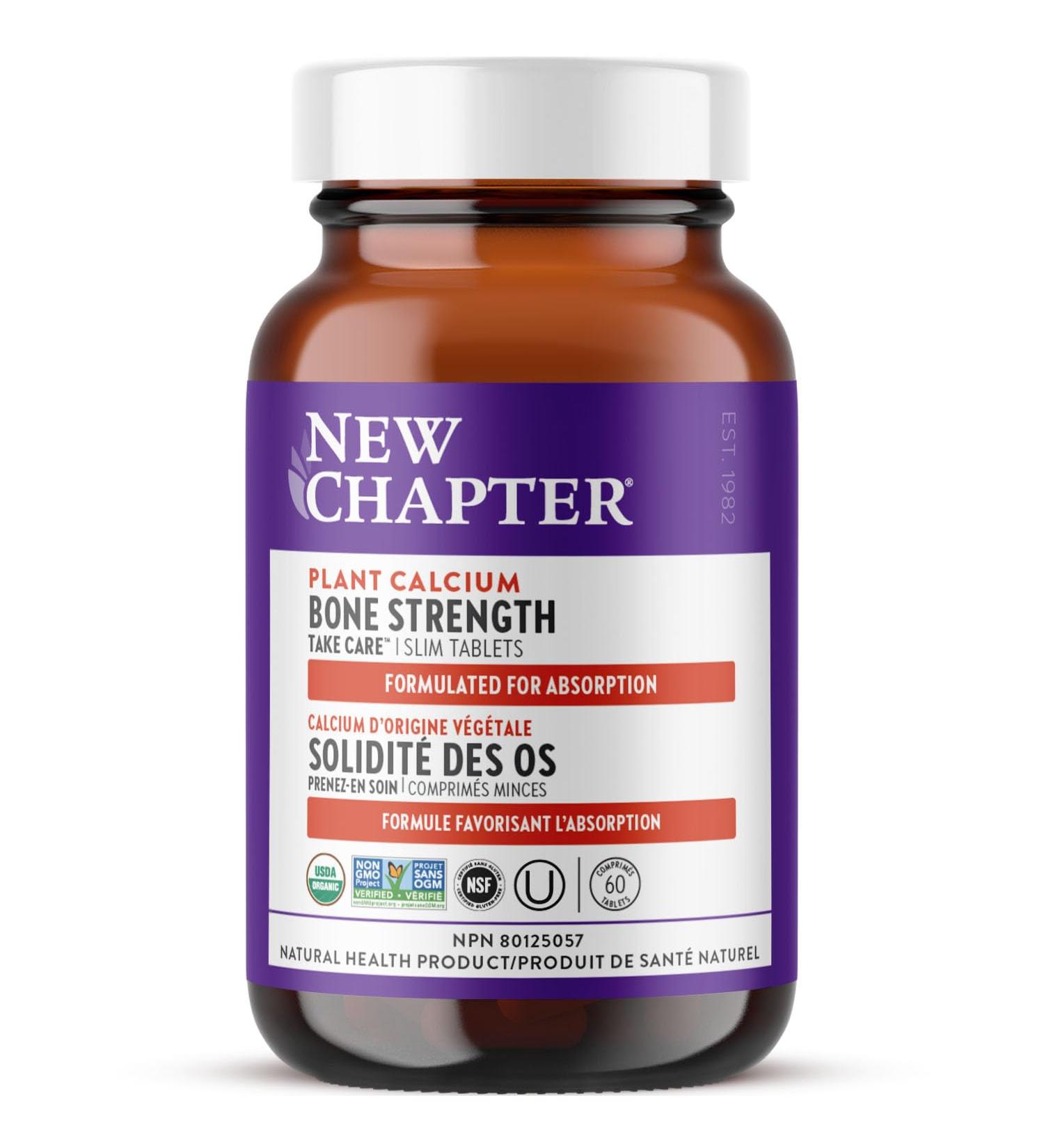 New Chapter Calcium Supplement - Bone Strength Organic Red Marine Algae Calcium - with Magnesium Vitamin D3+K2 70+ Trace Minerals for Bone Health Gluten Free Easy to Swallow - 120 Slim Tablets 1 count (Pack of 120) - Buy Online on GoSupps.com