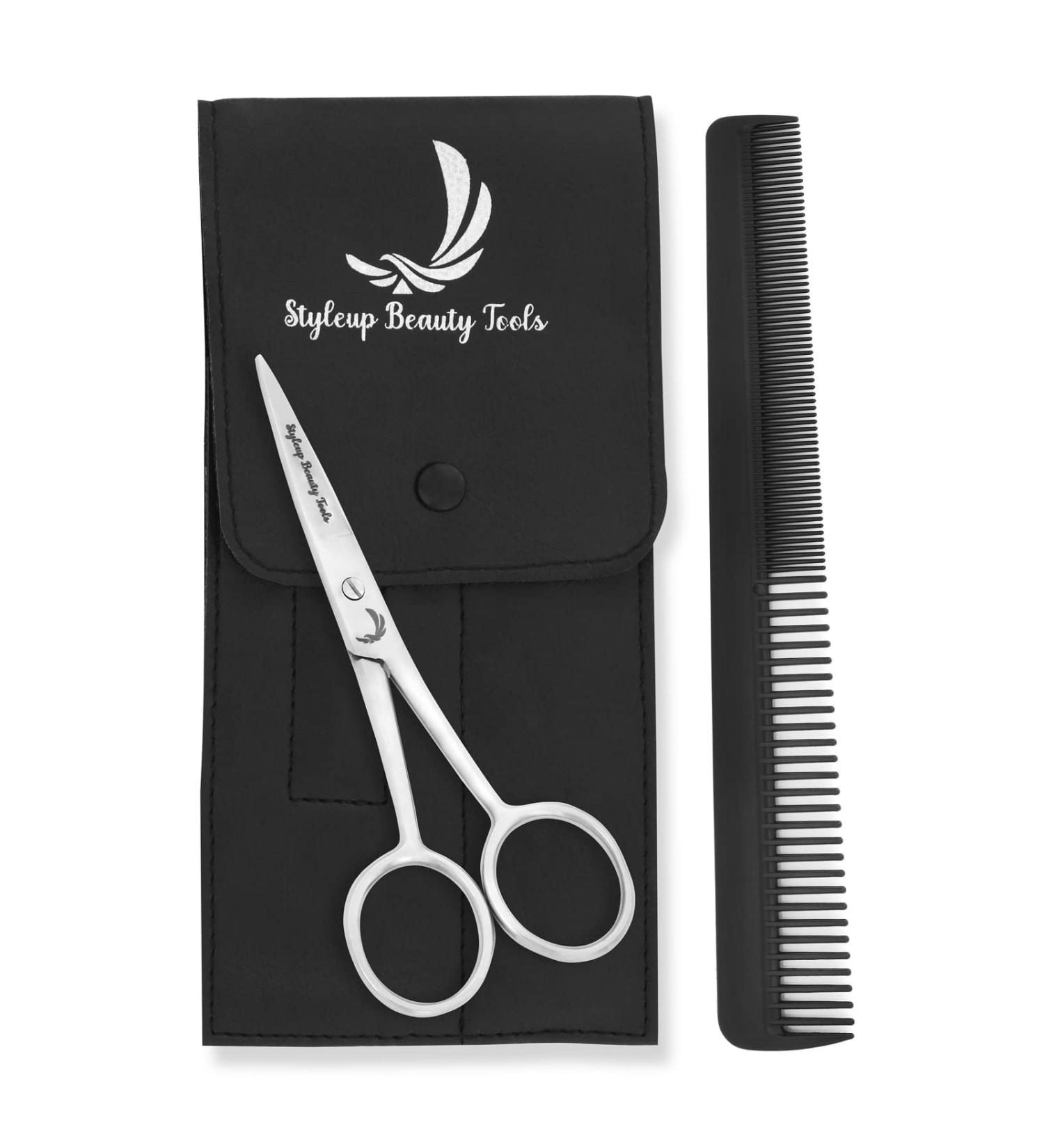 Premium Stainless Steel Beard Scissors & Comb Set for Men | Precision Nose Ear & Eyebrow Hair Trimmers - Buy Online on GoSupps.com