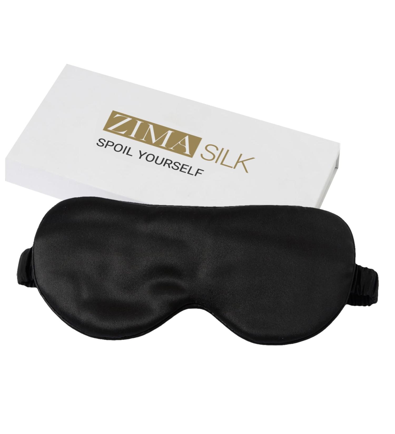 ZIMASILK 100% 22 Momme Mulberry Silk Sleep Mask - Soft breathable blackout eye mask for restful sleep - Premium quality in black - Buy Online on GoSupps.com