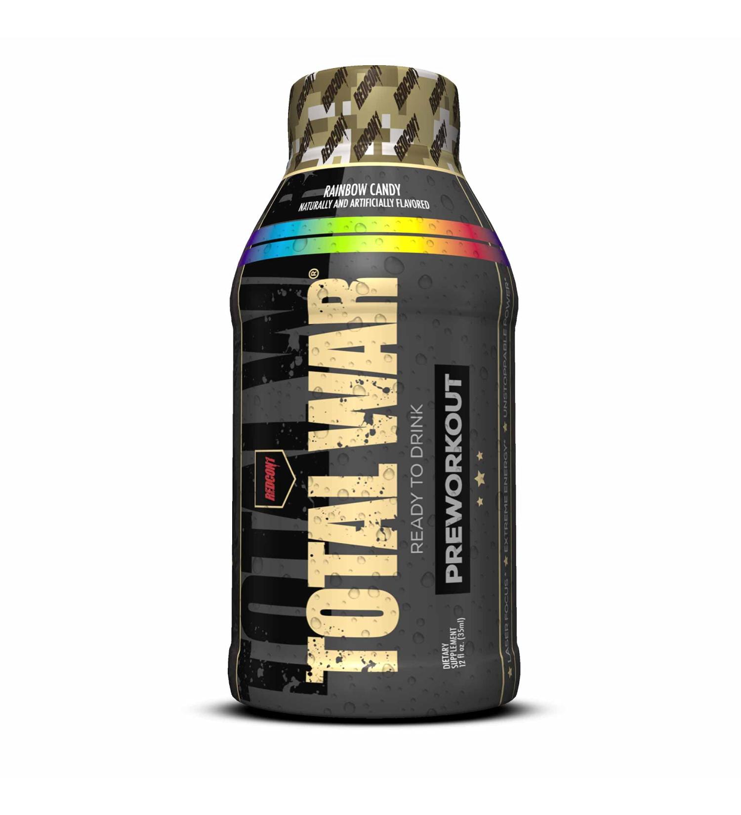 Redcon1 - Total War RTD Ready to Drink Preworkout  12 Pack  Great Tasting  On the Go  Caffeine  Beta-Alanine  Fast Energy  (Rainbow Candy) Rainbow Candy 12 Fl Oz (Pack of 12) - Buy Online on GoSupps.com