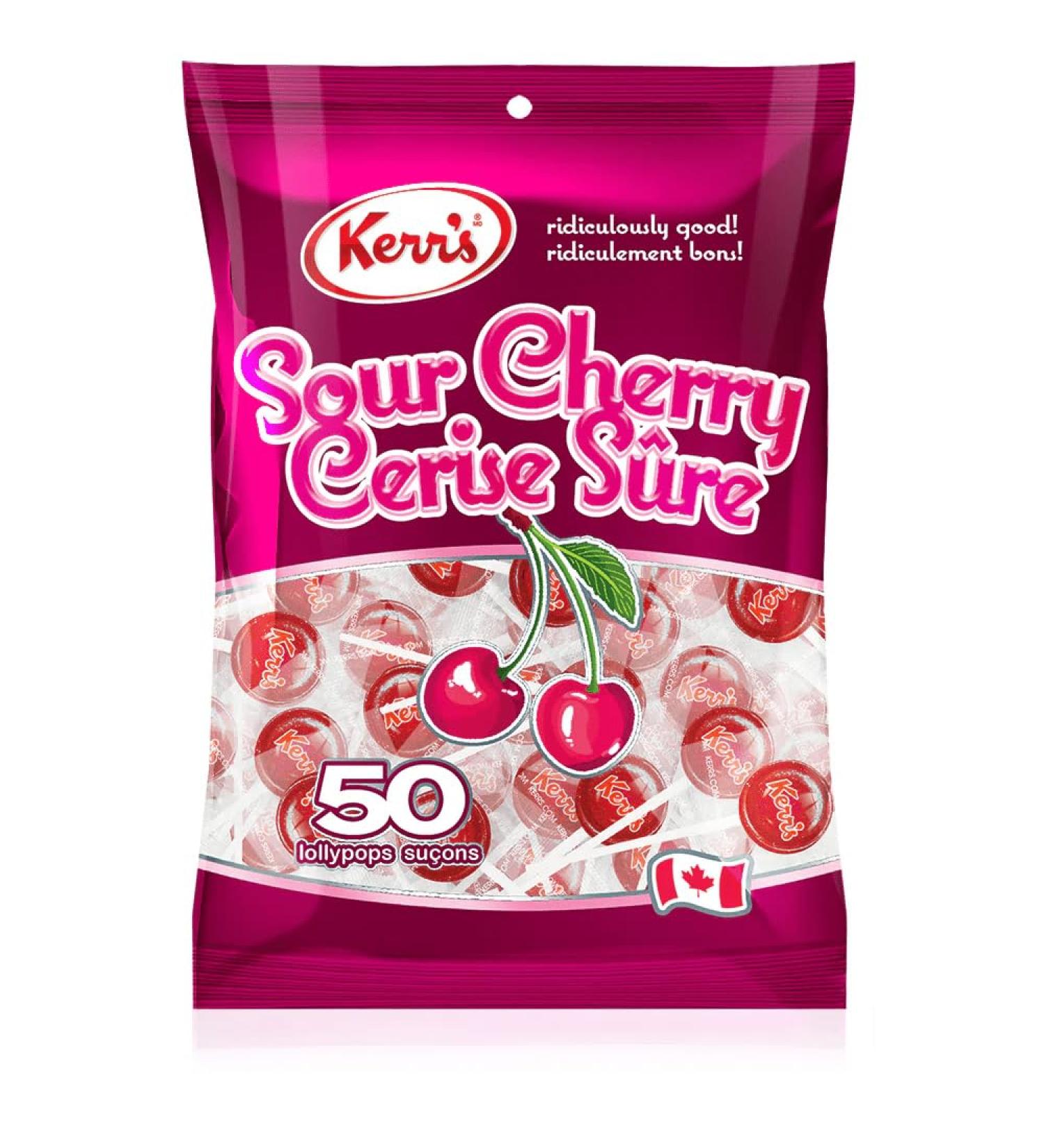 Generic Kerr's Sour Cherry lollyPops - 50 lollypops made in Canada lollipops kerrs - Buy Online on GoSupps.com