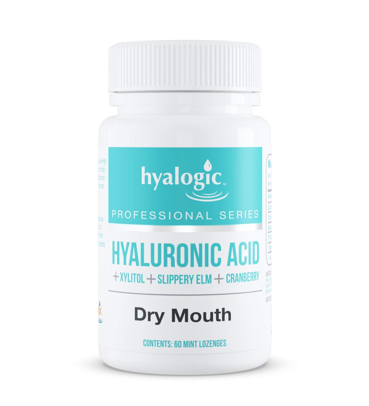 Hyalogic Oral Care Dry Mouth Mints - Sugar-Free Vegan Lozenges with Hyaluronic Acid & Xylitol - Natural Mint Breath Freshener (60 ct - Buy Online on GoSupps.com