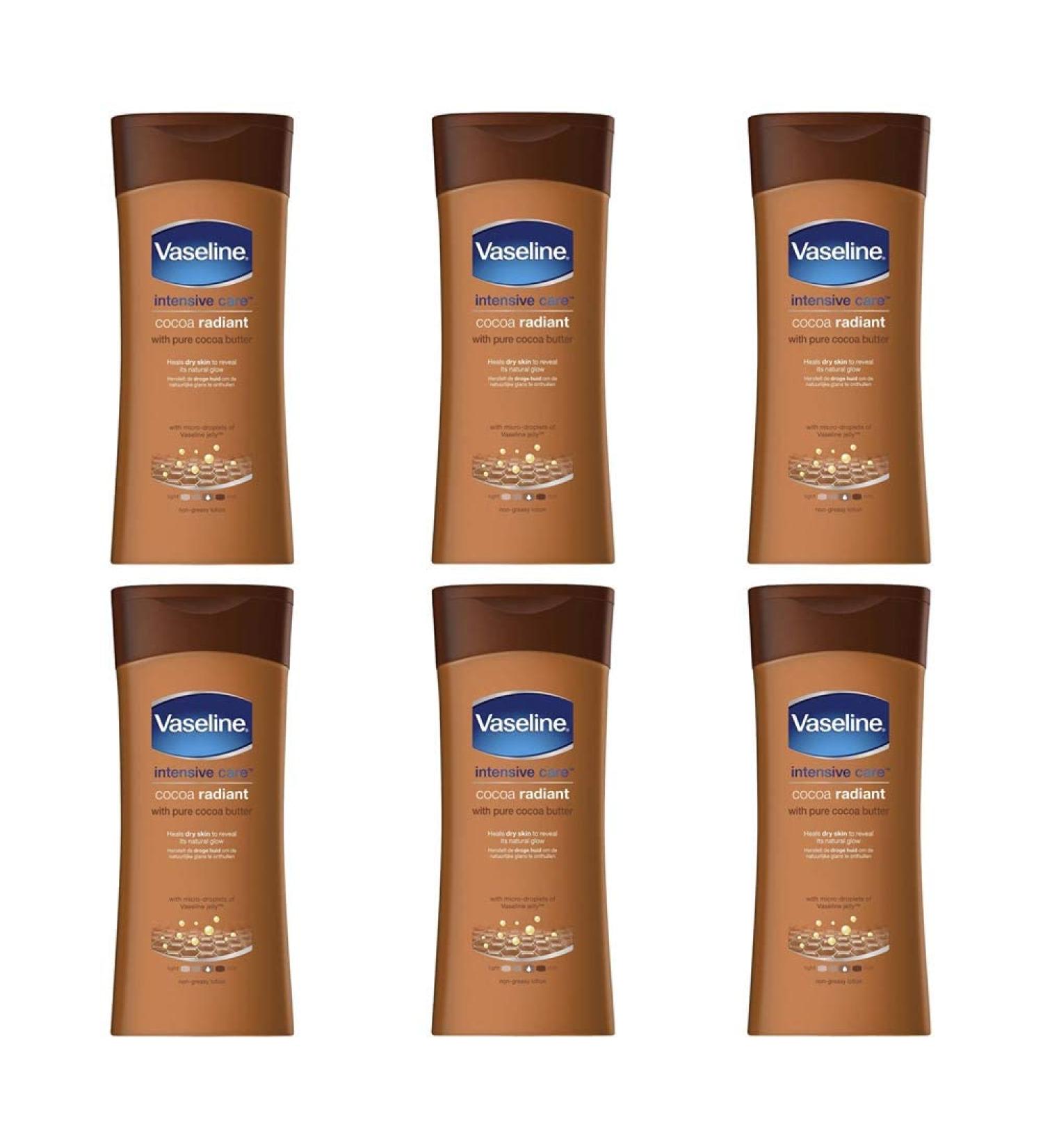 Vaseline Intensive Care Body Lotion - Cocoa Radiant - Help for dry skin - Pack of 6 (6 x 400 ml) 400 ml (Pack of 6)