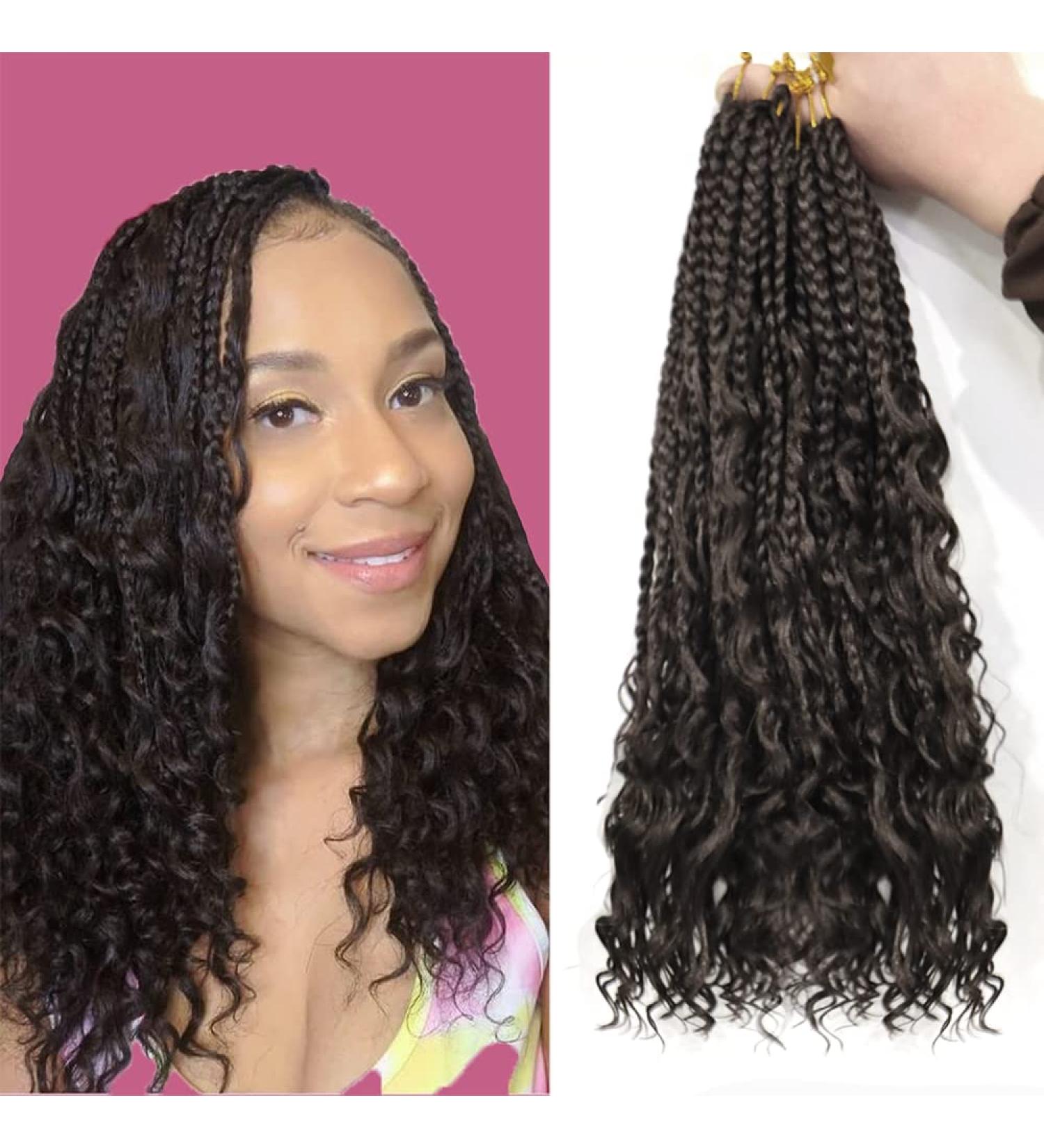 Ainimiu 14 Inch Goddess Box Braids Crochet Hair Bohomian Crochet Box Braids Curly Ends 8 Pack Crochet Braids Synthetic Braiding Hair Extension Black 14 Inch(Pack of 8) 4# - Buy Online on GoSupps.com