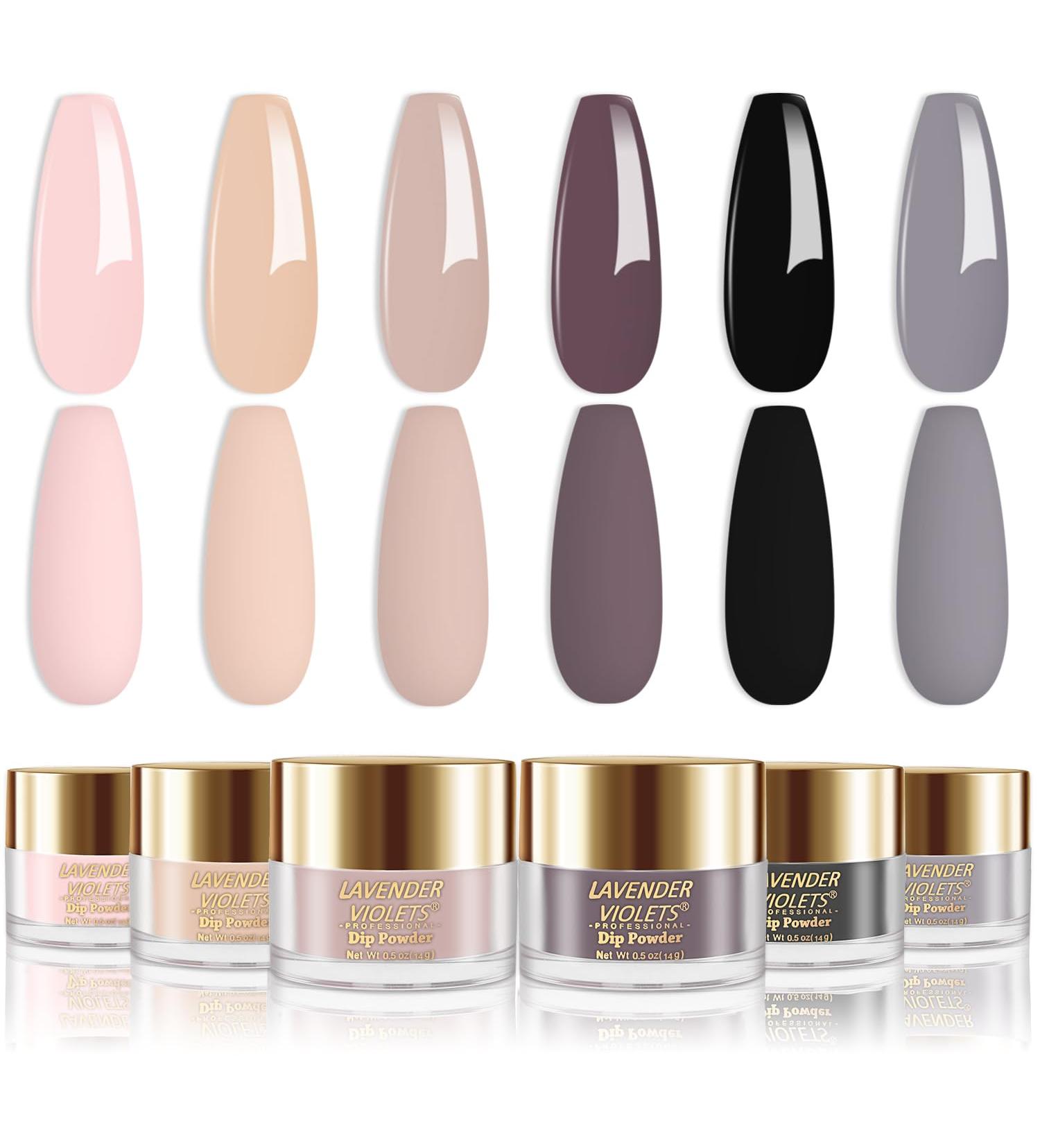 Lavender Violets 14g x 6 Colors Dip Powder French Nail Art - Nude Pink Coffee Grey Black Manicure Dipping Powder - Large Capacity DIY Salon Design - Buy Online on GoSupps.com