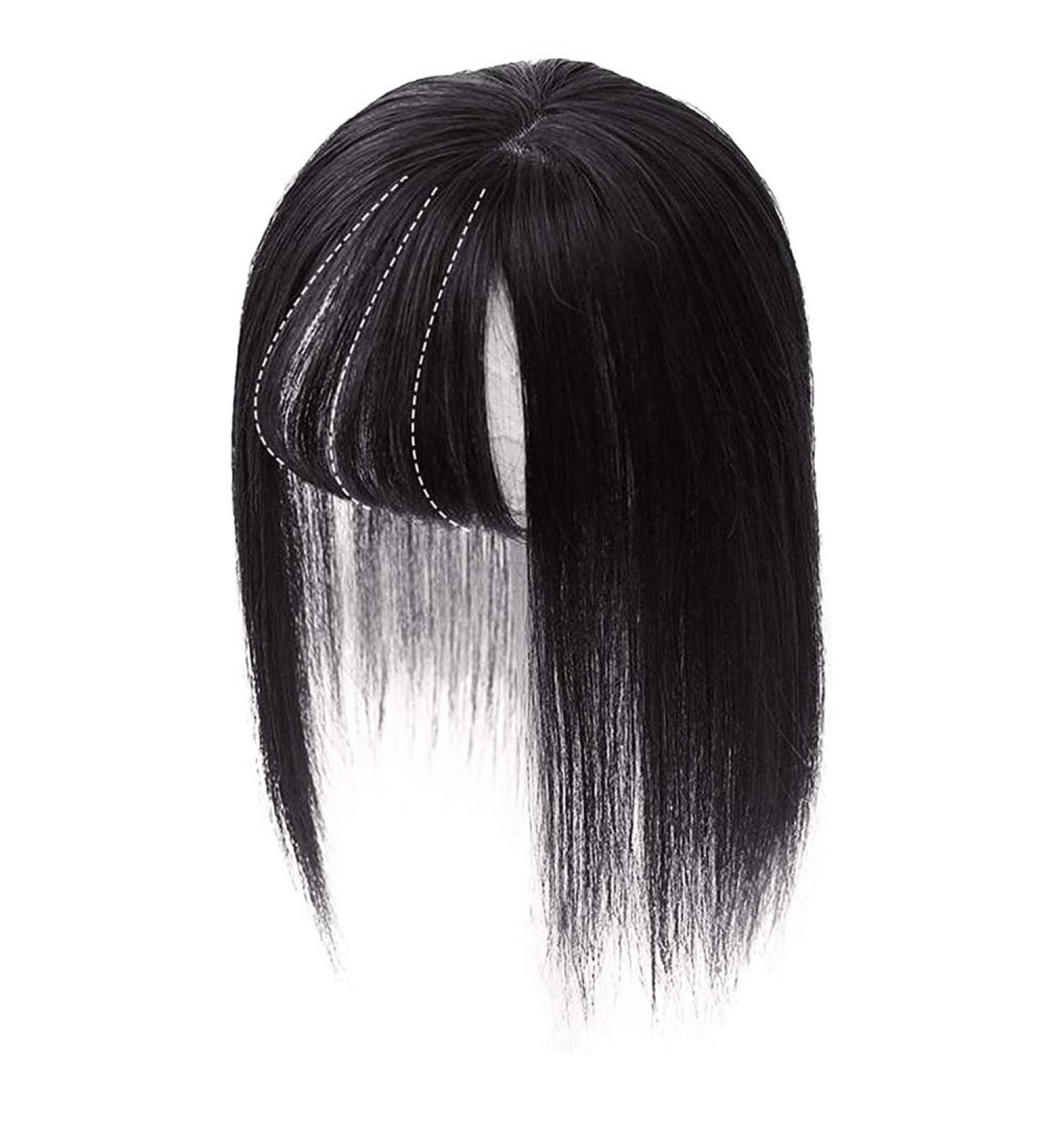Prevessel 3D Air Bangs Hair Extensions Thinning Hair Cover Human Hair Clips Toppers Top Hairpieces for Woman Black Brown - Buy Online on GoSupps.com