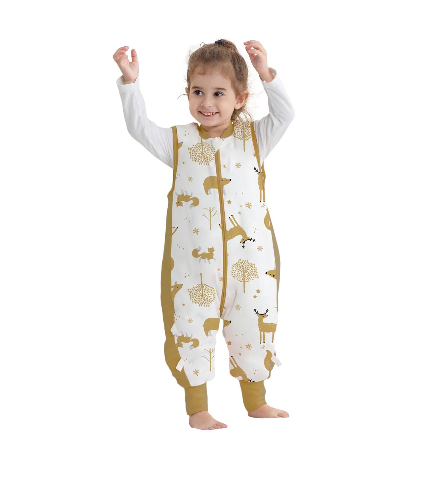 Winter 2.5 TOG 100% Cotton Baby Sleep Sack with Feet for Toddlers - Mustard Animal XL - Buy Online on GoSupps.com