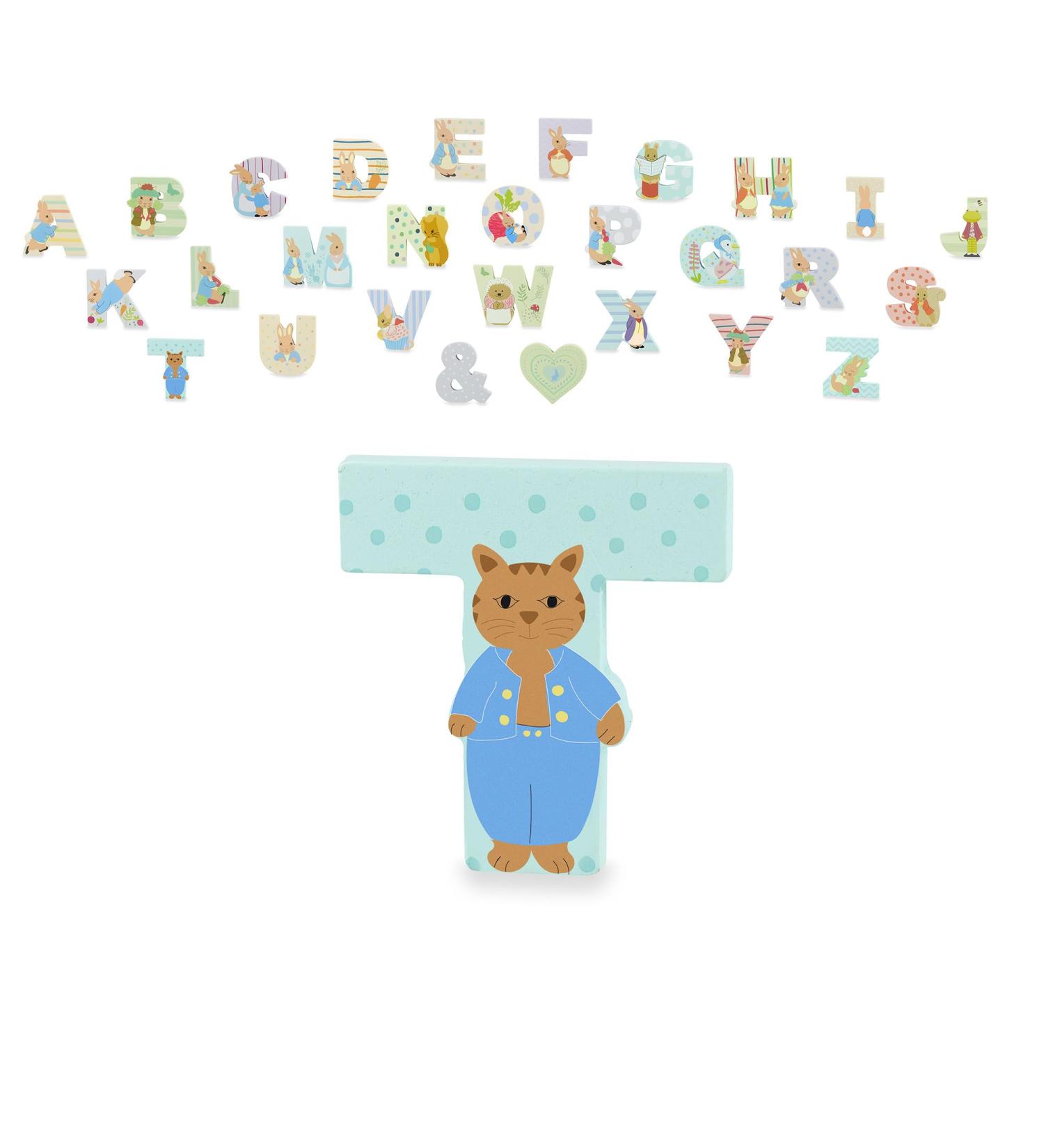 Peter Rabbit Wooden Letter T with Tom Kitten by Orange Tree Toys - Personalized Baby Name Decor for Nursery Room or Toy Box - Buy Online on GoSupps.com