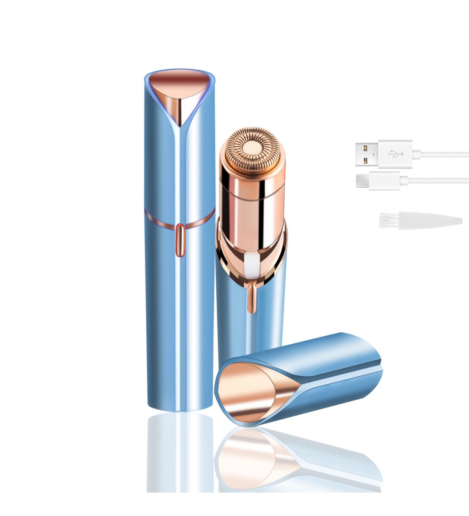 Mini Facial Hair Removal Epilator for Women - Portable and USB Rechargeable - Perfect for Facial, Bikini, and Peach Fuzz - Blue - Buy Online on GoSupps.com