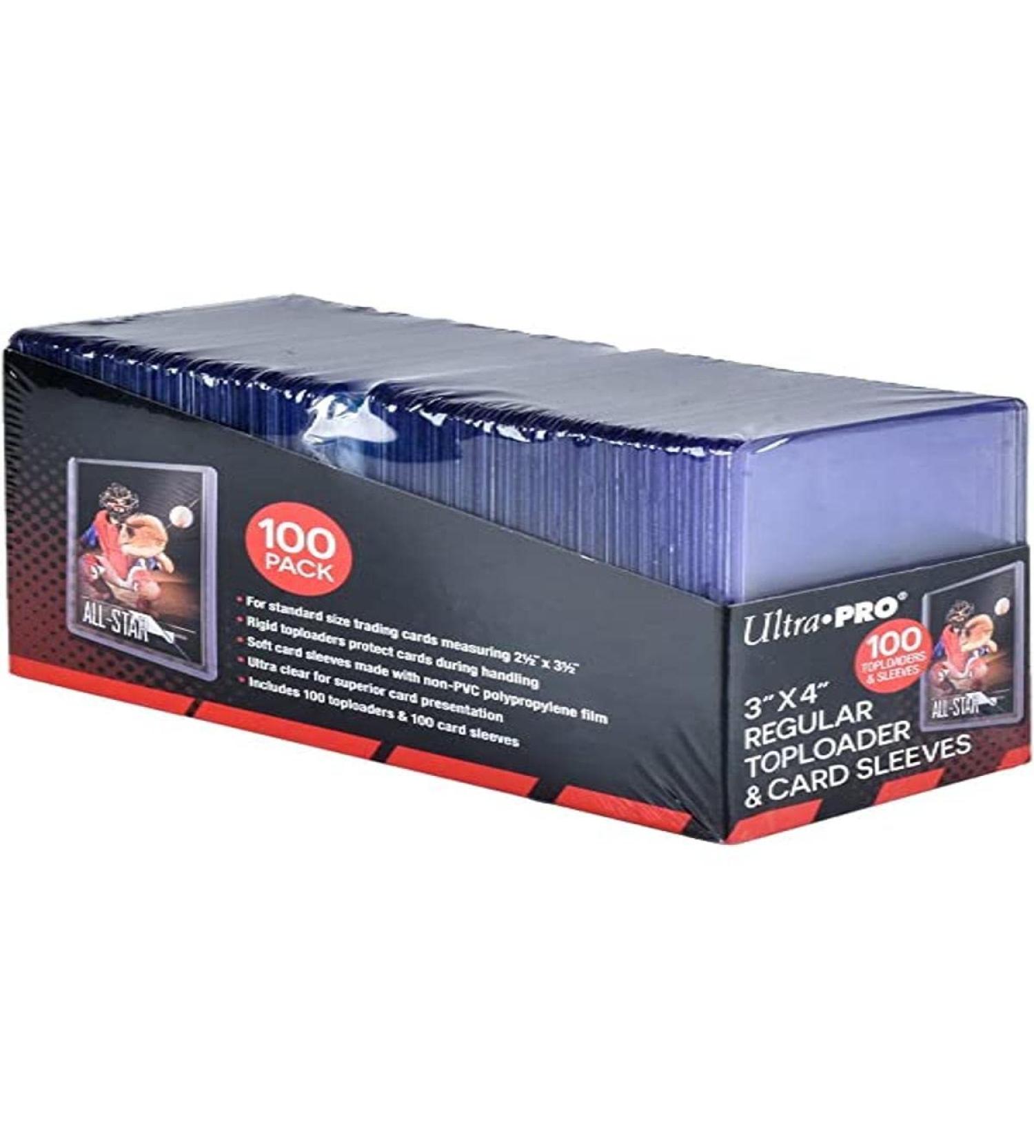 Ultra PRO 3" x 4" Clear Regular Top Loaders For Cards With Card Sleeves Bundle Standard Size 100ct Baseball Card Sleeves Trading Card Sleeve Baseball Card Protectors Toploader Card Protectors