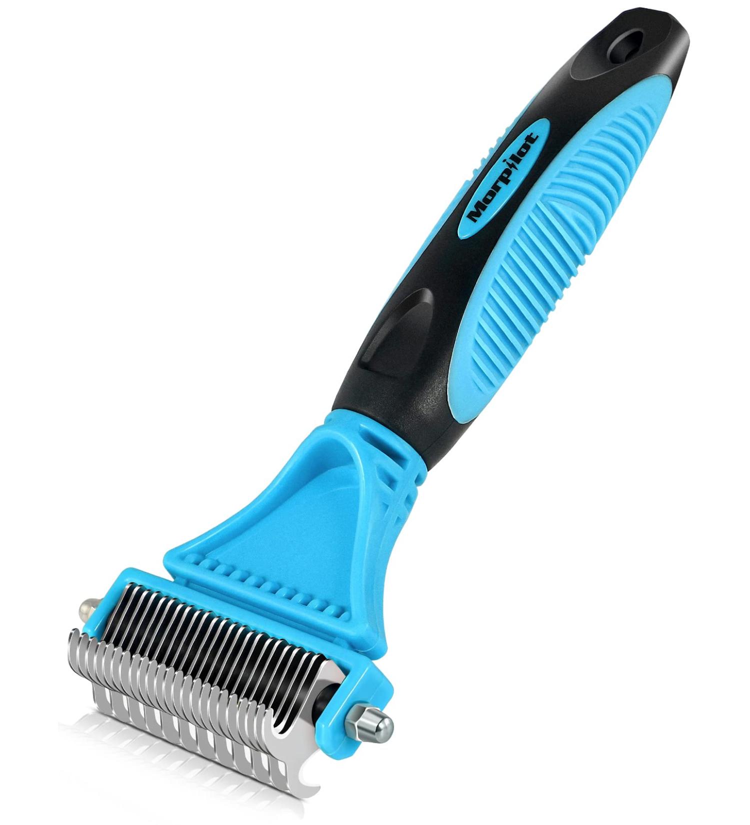 Dog Burst Cat Brush | 12+23 Stainless Steel Double-Sided Deshedding Tool for Dogs & Cats - Remove Unwanted Hair & Knots - Blue - Buy Online on GoSupps.com
