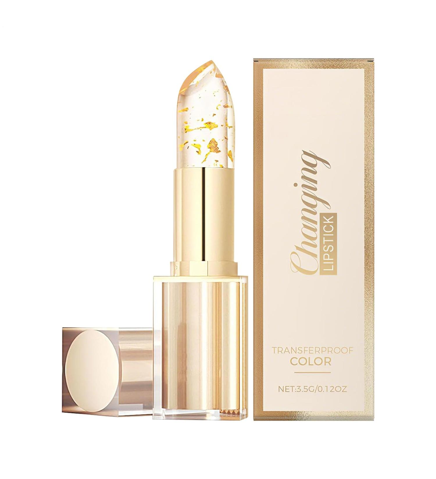  WJnflQN Color-Changing Lipstick 3.5g Gold Tinted Gloss | Oil-Free Moisturizing Lip Balm with Gold Leaf | for Women Makeup Beauty Skincare Dry Skin Winter Night Date - Buy Online on GoSupps.com