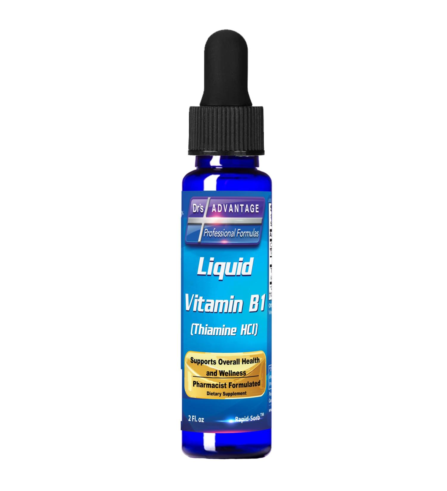 Dr's Advantage Liquid Vitamin B1 Dropper 2oz - Thiamine B1 Supplement for Energy Support - Essential B1 Vitamins - Promotes Metabolism and Nervous System Health - Buy Online on GoSupps.com
