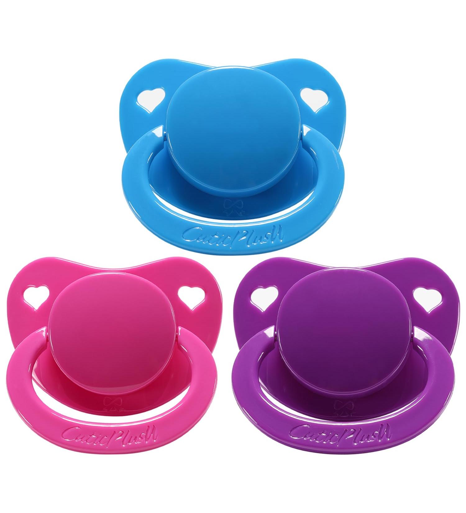 CutiePlusU Adult Size Pacifiers 3 Pack - Navy Blue Dark Pink Deep Purple | Quality Comfort for Adults - Buy Online on GoSupps.com