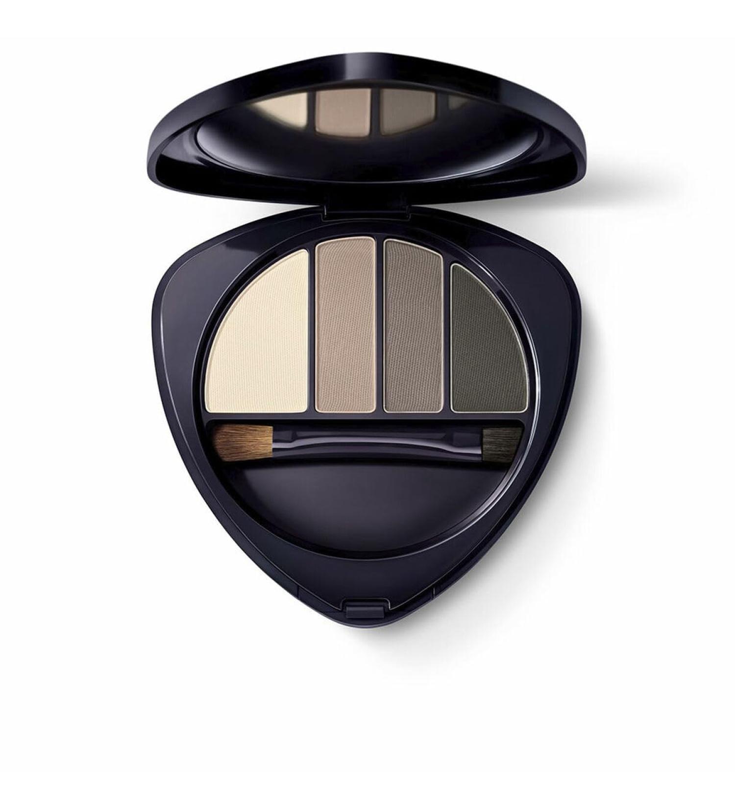 Dr. Hauschka Eye & Brow Palette 01 Stone Smoky Eye Compact includes Four Neutral Shades Natural Mineral Eyeshadow Matte and Satin Finishes All Skin Tones 0.19 oz