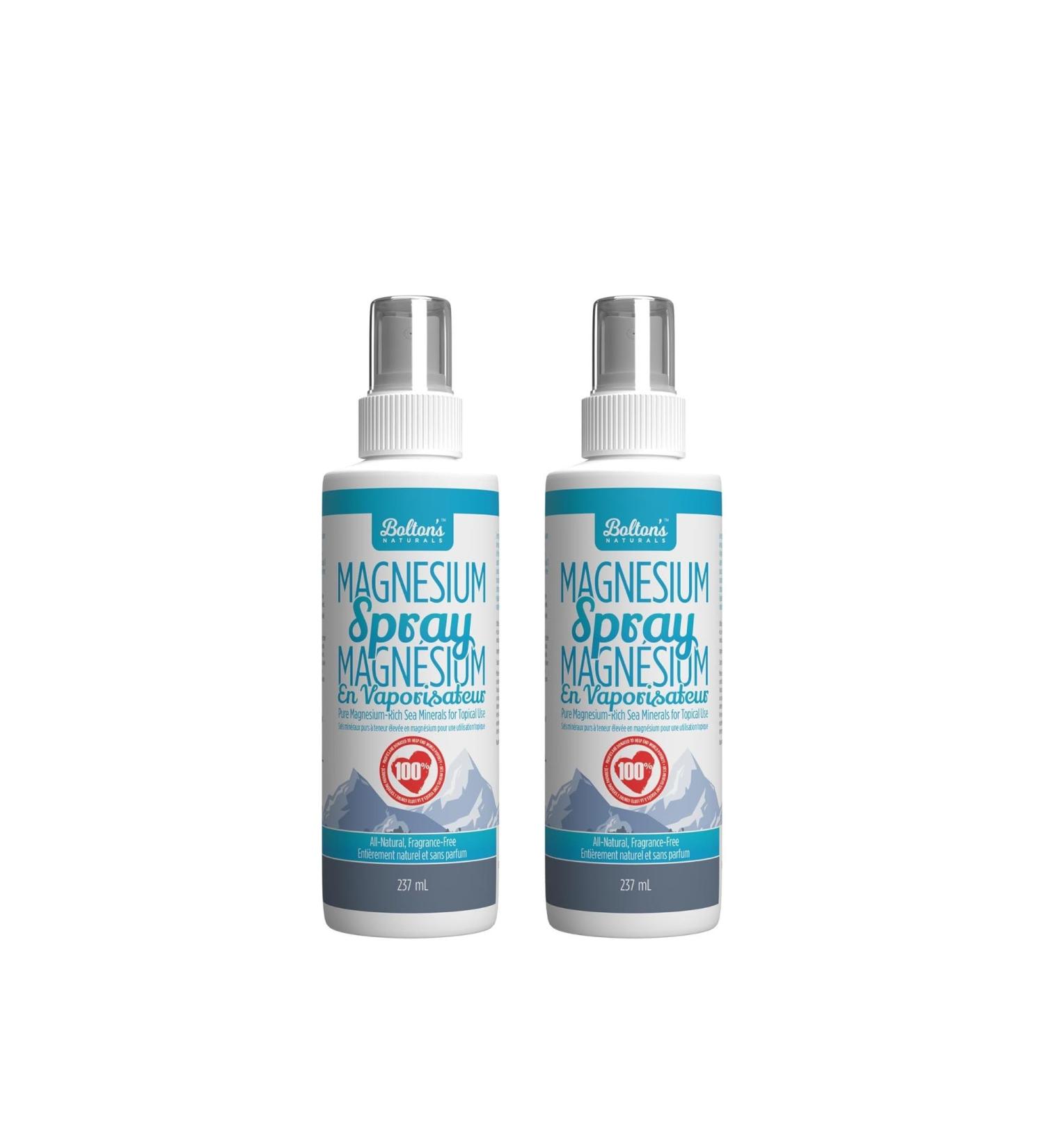 Bolton's Naturals Magnesium Oil Spray - 100% Made in Canada | Magnesium Chloride Spray with Essential Trace Minerals | 237 ml (237 Ml (Pack of 2)) 16 Fl Oz (Pack of 1) - Buy Online on GoSupps.com