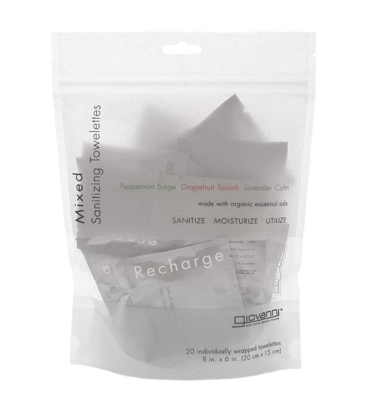 Giovanni Peppermint Surge Grapefruit Splash Lavender Calm Sanitizing Towelettes - 20 Pack - Buy Online on GoSupps.com