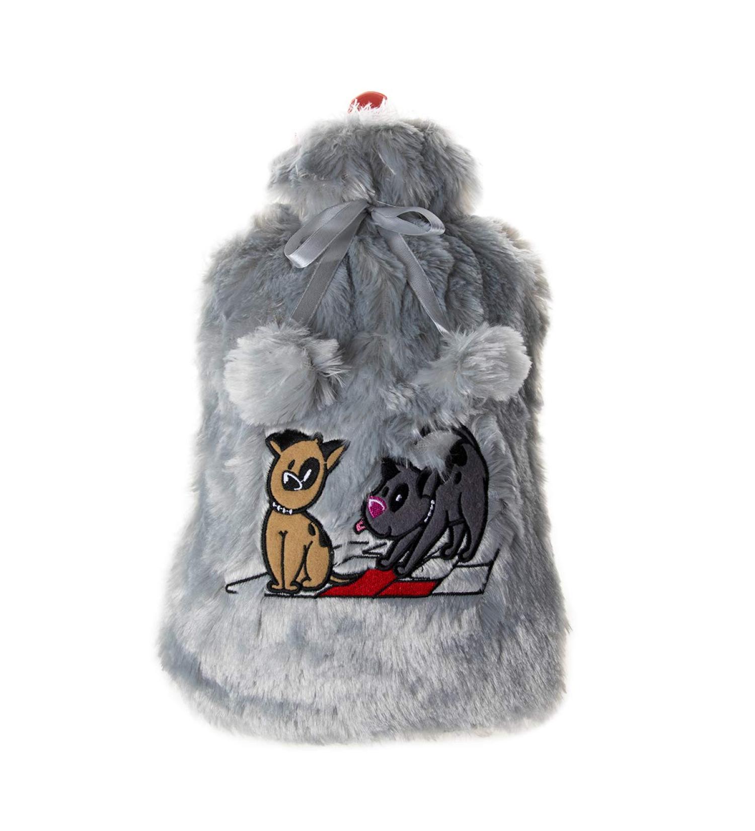 Bigging Design 2L Hot Water Bottle with Washable Plush Cover | Soft Gray Heat Bottle for Dogs Kids & Adults | Knitted for Back & Abdominal Pain Relief - Buy Online on GoSupps.com
