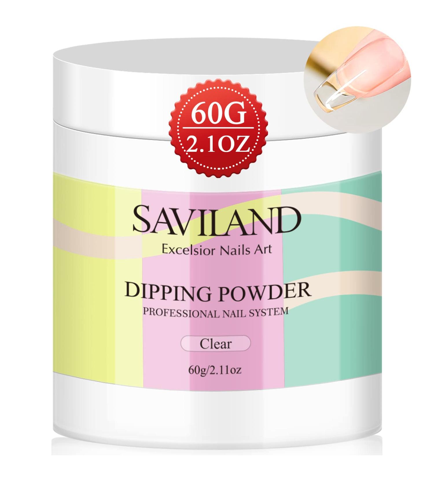 Saviland Clear Dip Powder - 2.1oz | French Nail Art Starter Kit | Strengthen & Beautify Nails | Easy for Beginners | No Lamp Needed | Ideal Gift for Women - Buy Online on GoSupps.com