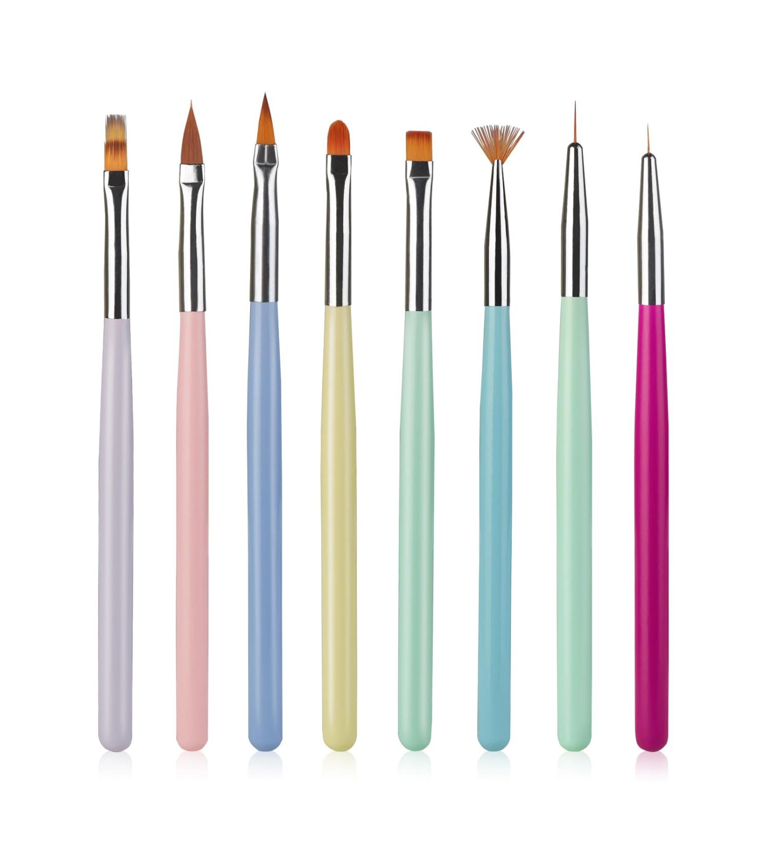 8PCS Nail Art Brushes Set - Nail Extension Gel & Builder Gel Brushes for DIY Manicure | FITDON - Buy Online on GoSupps.com
