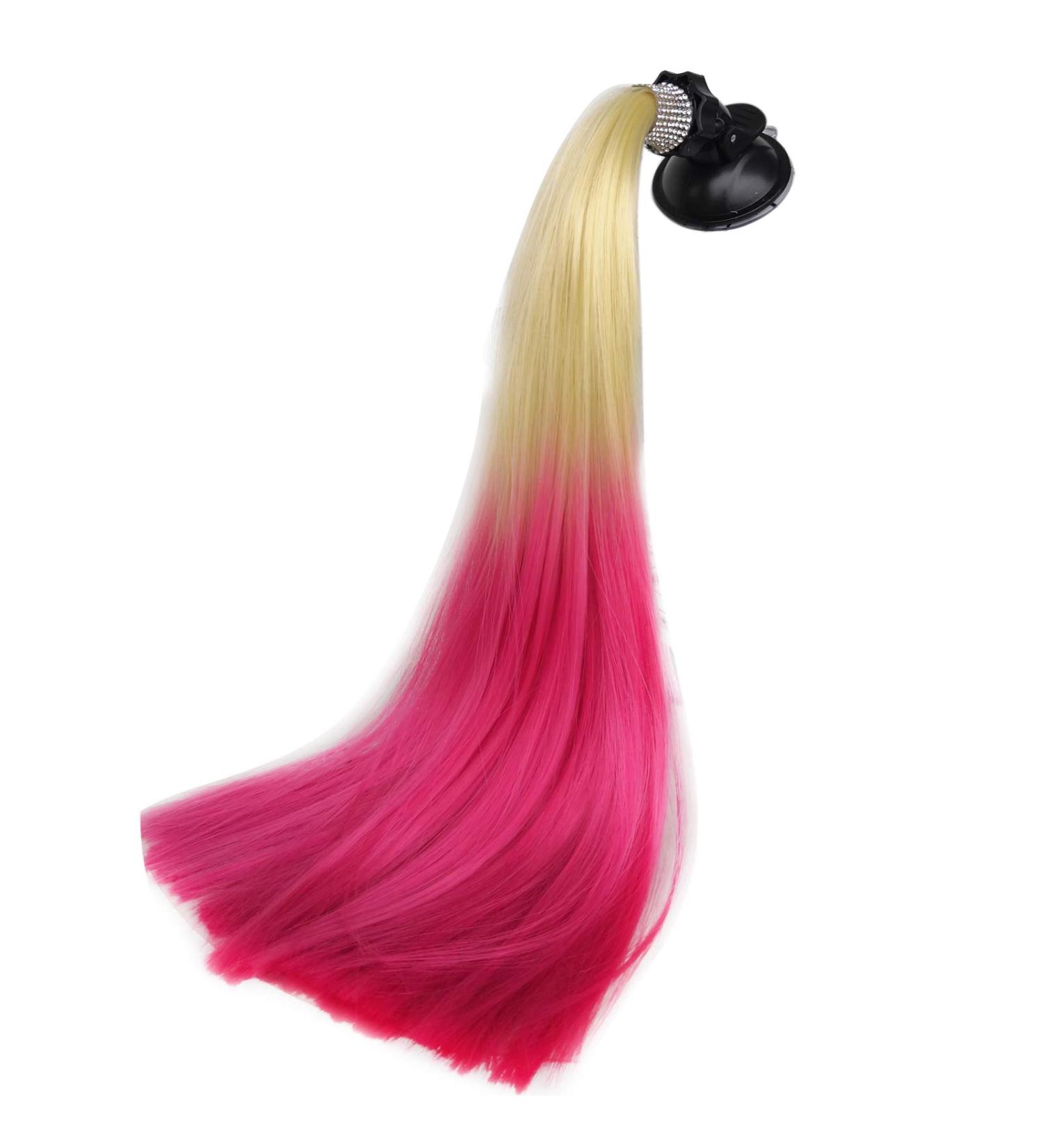 3T-Sister Crystal Helmet Pigtails - 14 Inch Ombre Black to Blonde & Pink Motorcycle Bicycle Ski Helmet Accessories | Reusable Suction Cup - Buy Online on GoSupps.com