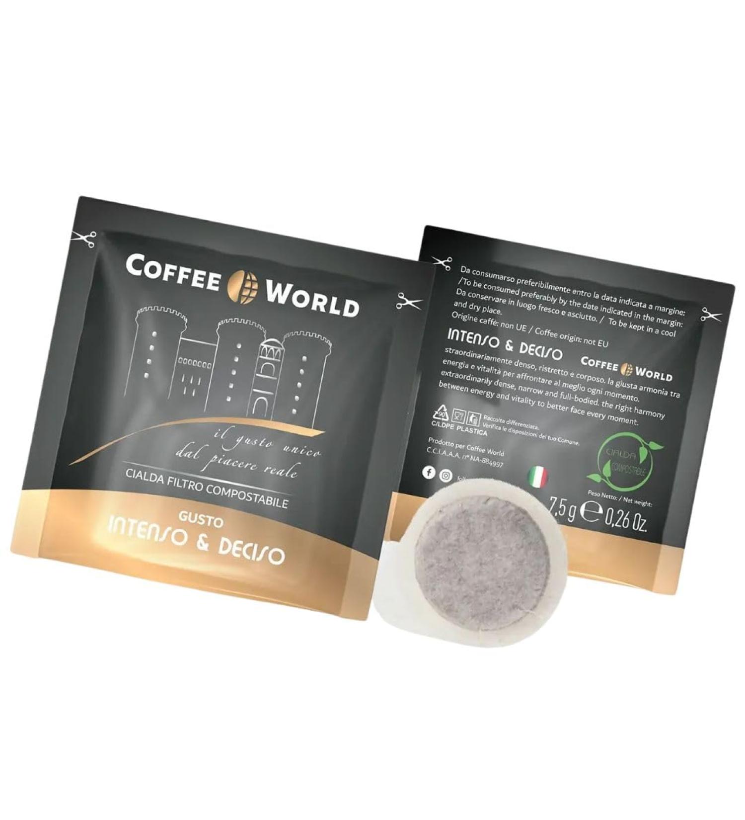  Coffee World COFFEE WORLD Pack of 100 pods intense and decisive taste reusable paper filter pods ESE44 format 7.5 g - Buy Online on GoSupps.com