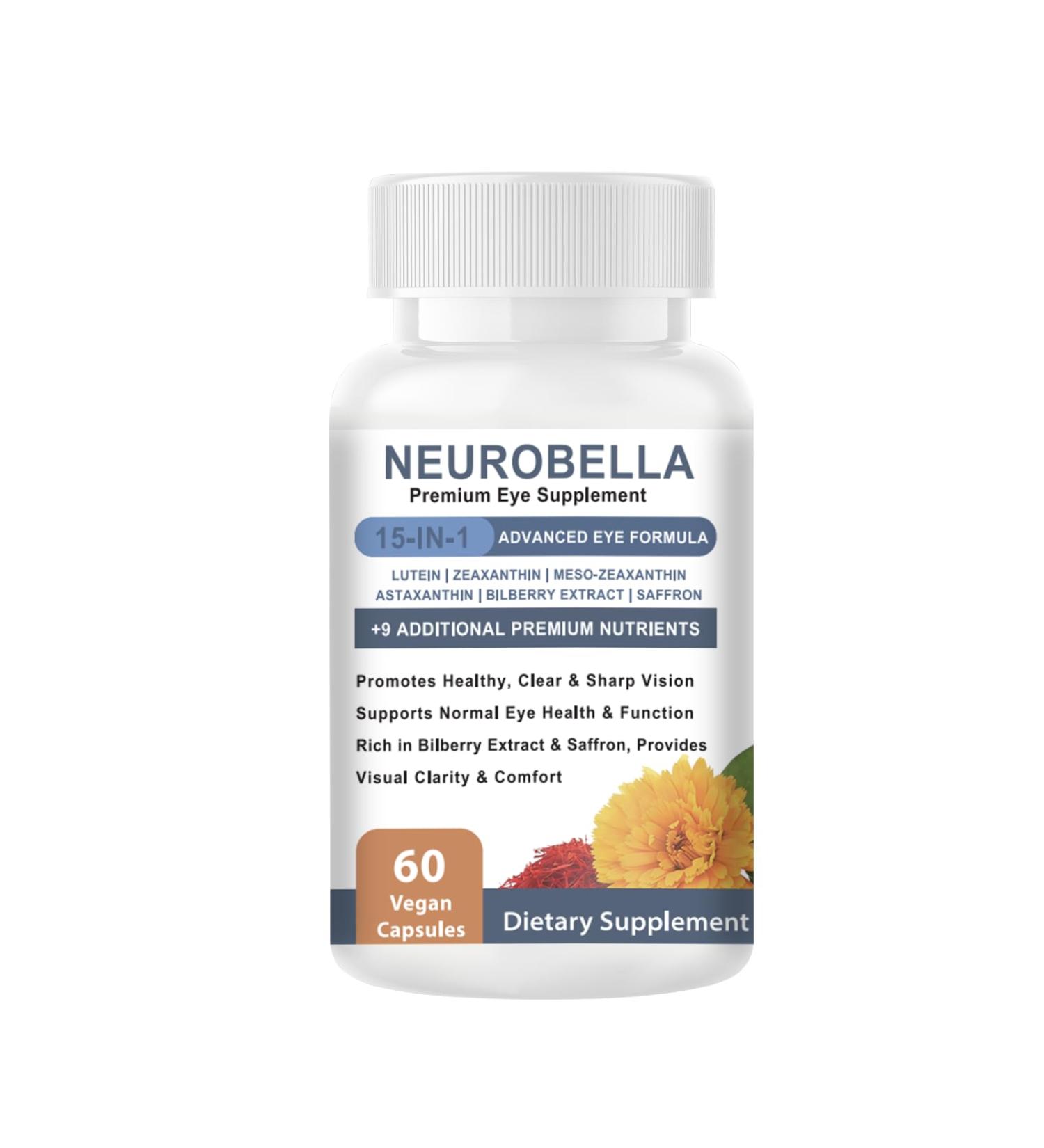 versafy NEUROBELLA 15-in-1 Eye Nutritional Support Capsules - Containing carotenoids (Lutein zeaxanthin etc.) Bilberry Extract and Saffron 60 Capsules - Buy Online on GoSupps.com