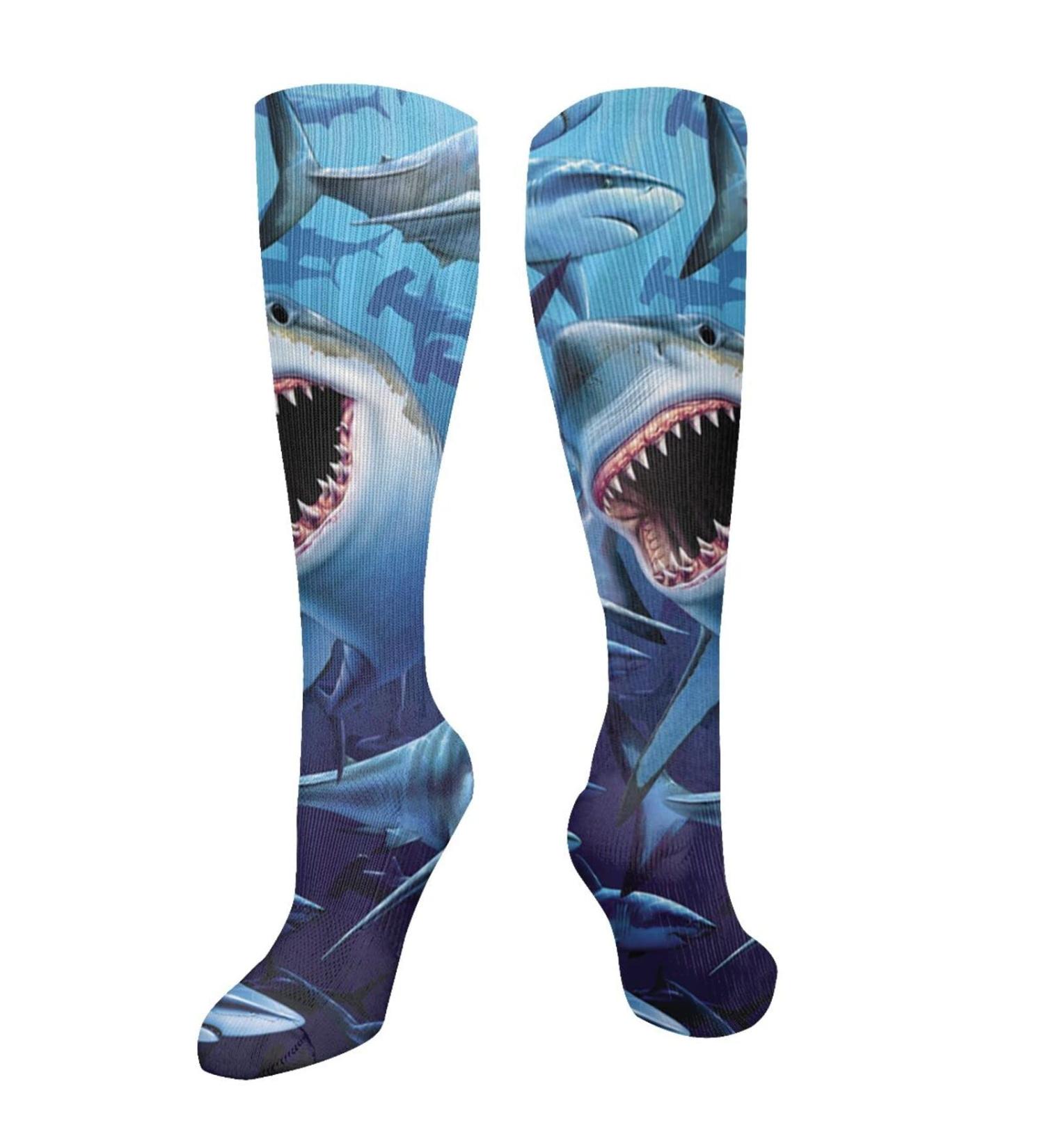 Hungry Shark Compression Socks for Men & Women | 15-20 mmHg Circulation Support for Running & Cycling - Buy Online on GoSupps.com