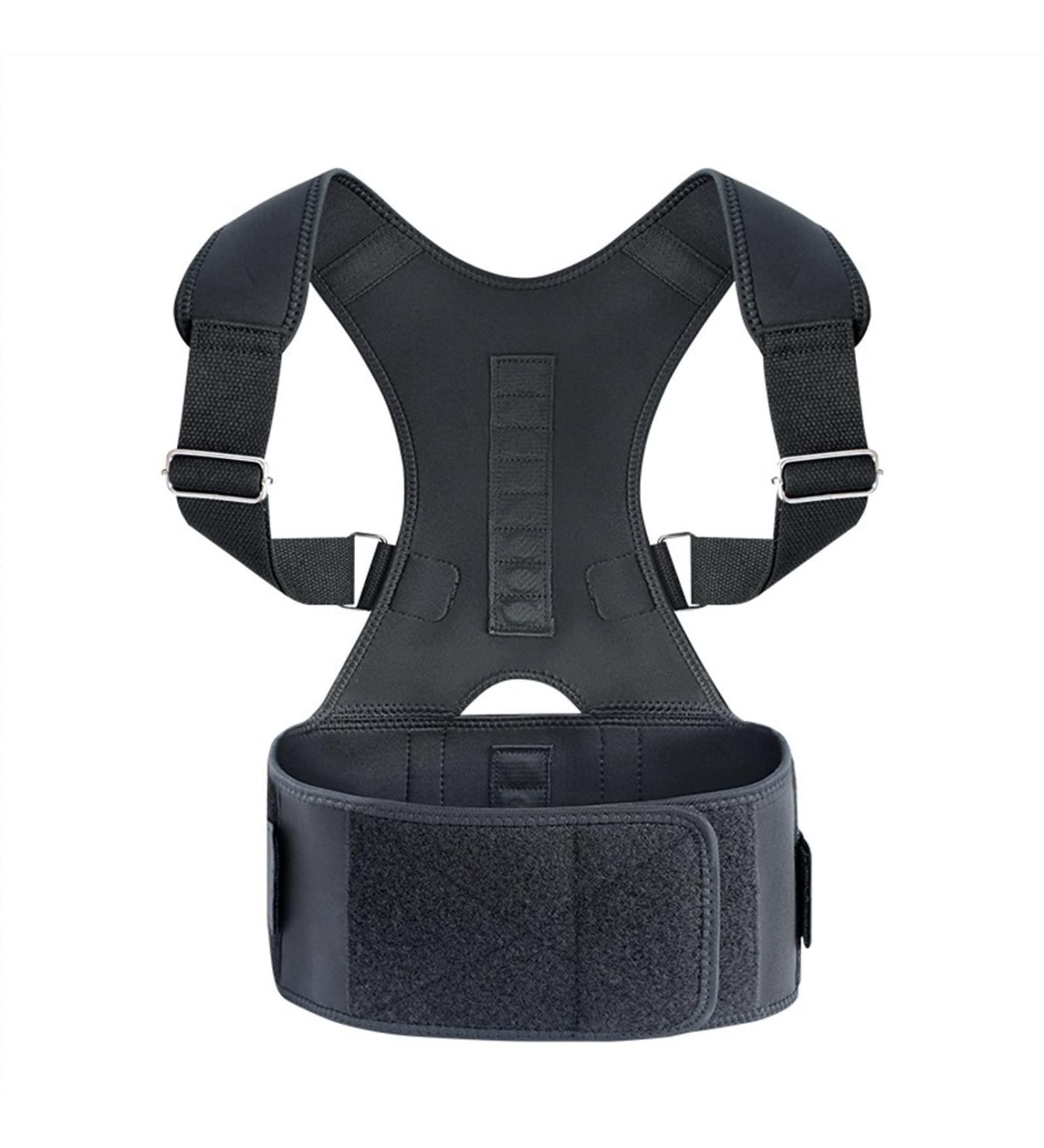 Back Brace Posture Corrector with Magnetic Therapy for Men & Women | Adjustable Waist Support Belt for Upper & Lower Back Pain Relief - XX-Large Black - Buy Online on GoSupps.com