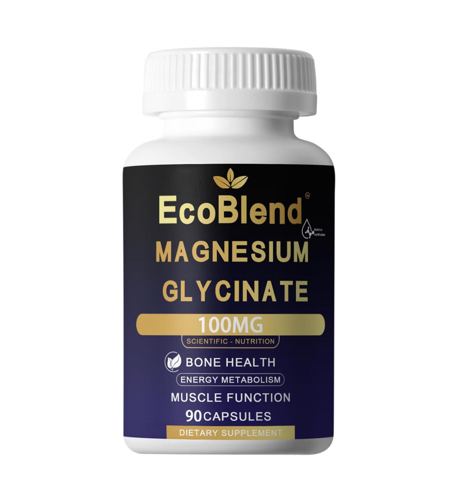 EcoBlend Magnesium Glycinate - Highly Absorbable Magnesium Supplement for Muscle Relaxation Sleep Support & Stress Relief Non-GMO & Vegan Friendly - Buy Online on GoSupps.com