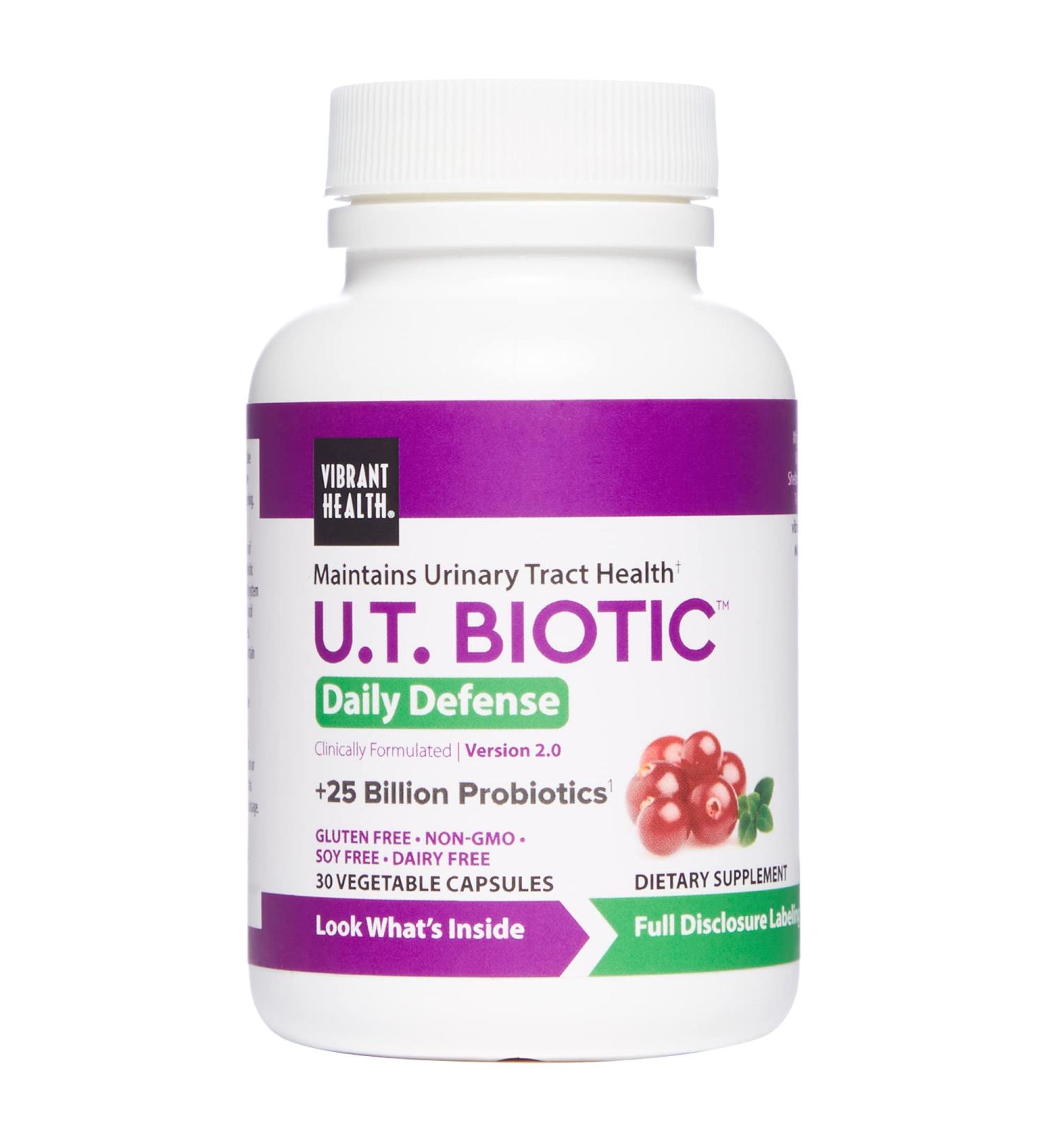 Vibrant Health U.T. Biotic Probiotic Support - 30 Capsules for Bladder & Urinary Health - Buy Online on GoSupps.com