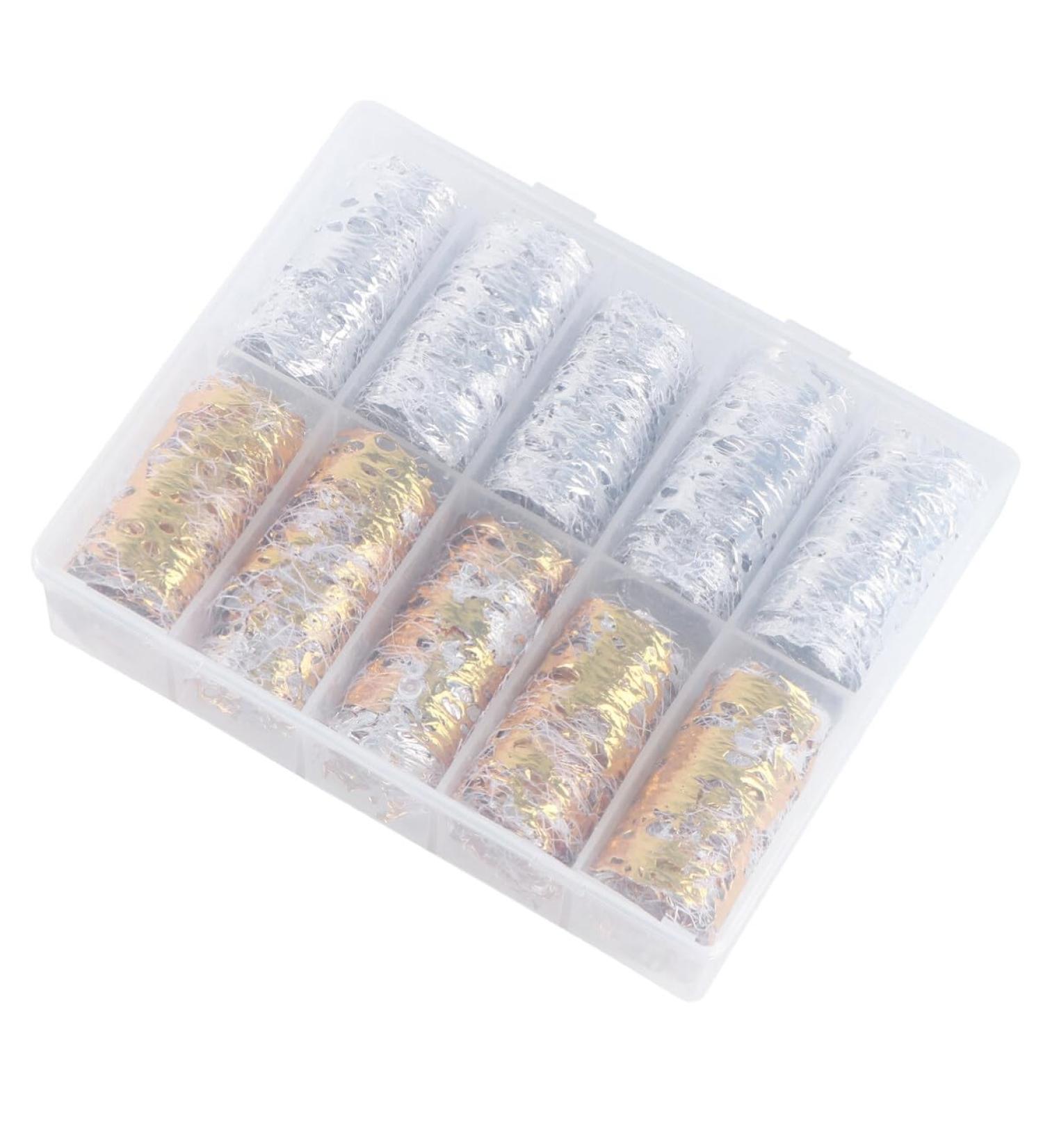 minkissy 2 Boxes Mesh Nail Sticker Manicure Foil Sticker DIY Manicures Net Pegatinas para U as Net Nail Decals Ornament Nail Net Strips Decoration Foil Nail Mesh 3D Film Nail Polish