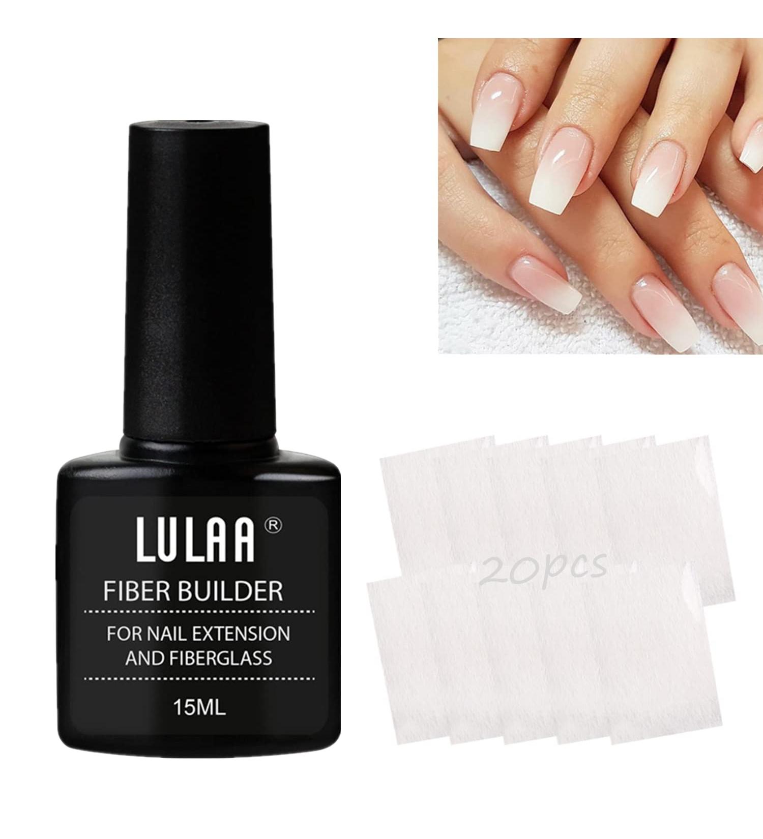 LULAA Nail Extension Kit | Gel & Silk Fiberglass Nail Art Tools (1Gel + 20 Fiberglass) - Professional Nail Extension Pro Kit - Buy Online on GoSupps.com