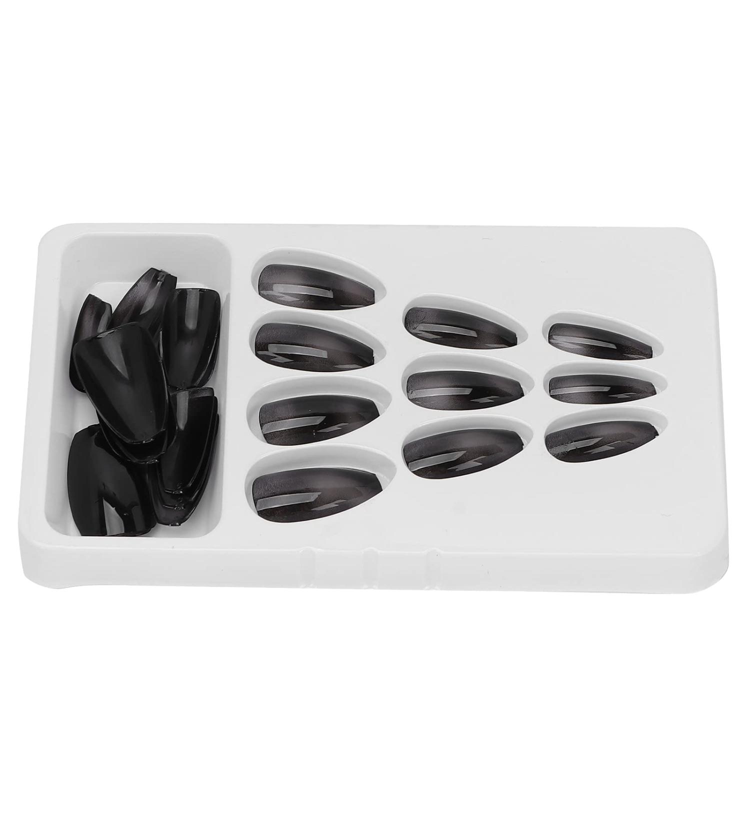 Press On Nails Coffin Press On False Nail Tips Black False Nails Artificial Nails Fake Solid Color Solid Color Fake Nails Ballerina Nail Art Tips Sets - Buy Online on GoSupps.com