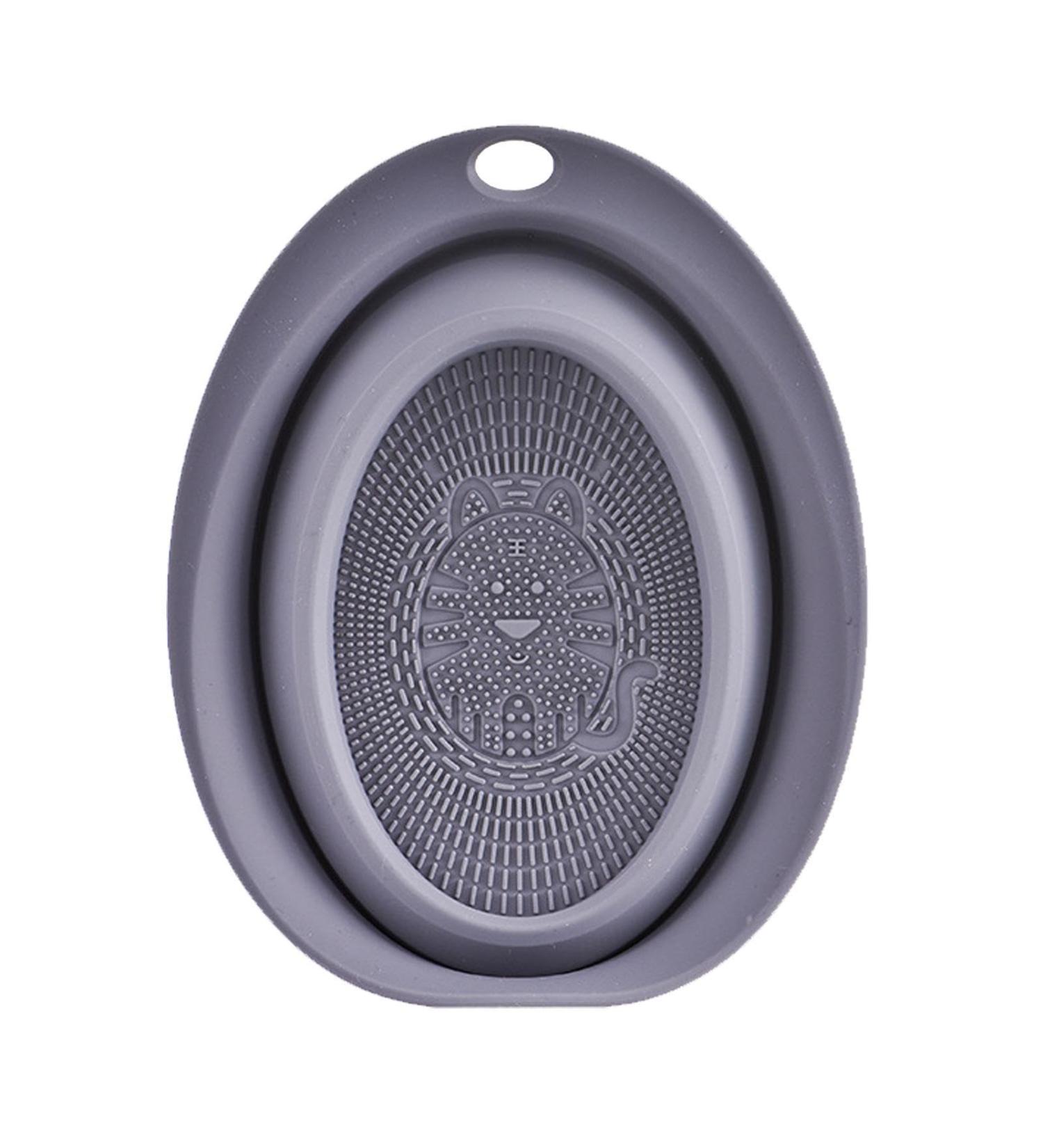 Dirfuny Silicone Cleaning Mat - Makeup Brush Cleaner Tools Portable Silicone Cleaning Bowl for Makeup Brushes and Eggs Cosmetic Make up Brush Cleaner for Girls Grey - Buy Online on GoSupps.com
