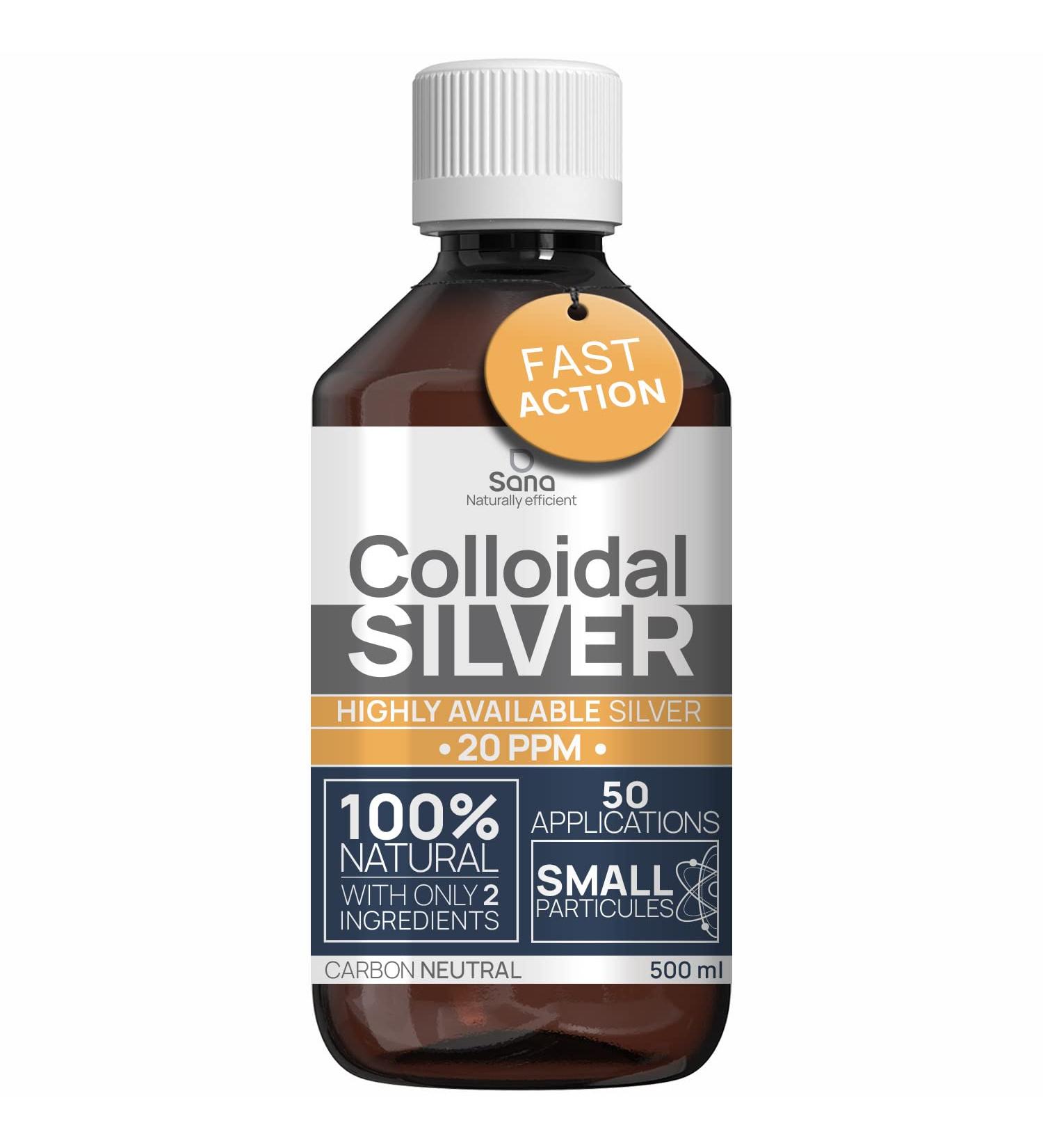 Colloidal Silver 20 PPM for Humans & Dogs | Highly Bio Active Hydrosol Silver Water | 100% Natural, Carbon Neutral | 2 Ingredients | 500ml - Buy Online on GoSupps.com