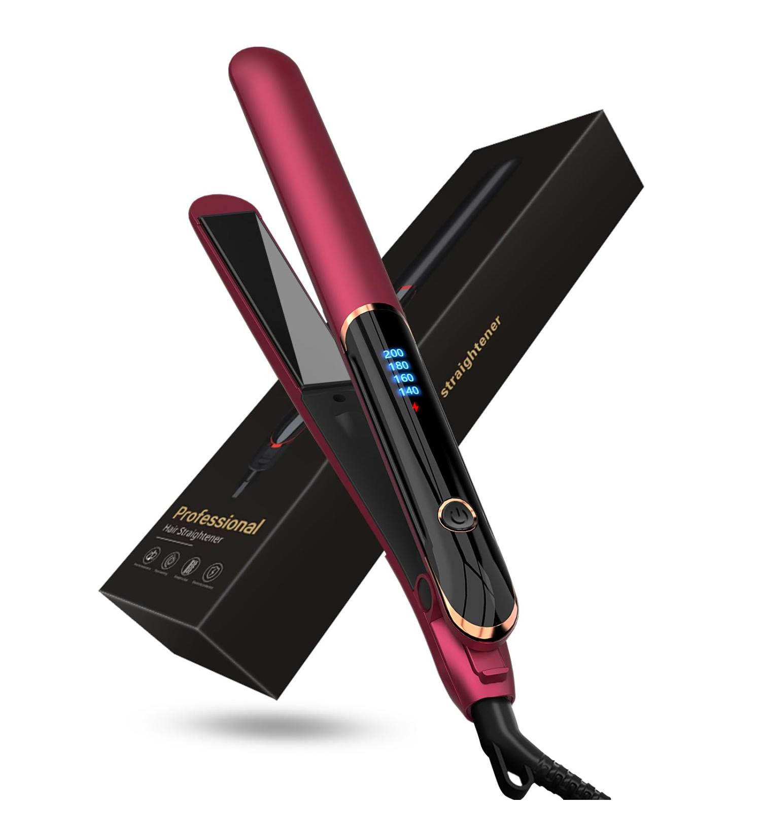 Flat Iron Hair Straightener & Curler 2 in 1 - Fast Heat Up Ceramic Coating LCD Display - Professional Styling Tool for Shinier Smoother Hair - Buy Online on GoSupps.com