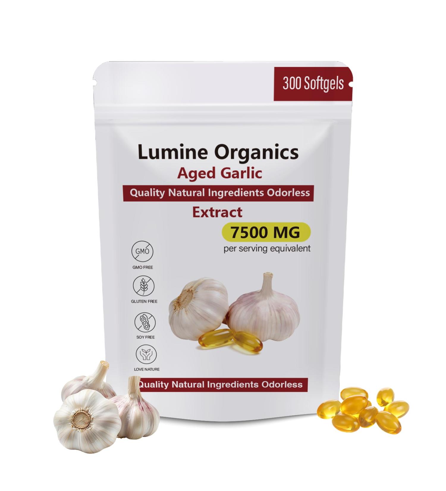 Lumine Organics Aged Garlic Extract Capsules 7500mg Odorless Aged Garlic Extract Antioxidant Supplement All-Natural (1PCS) - Buy Online on GoSupps.com