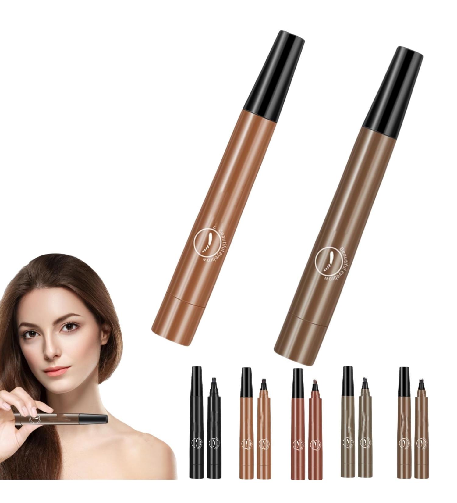 Cohbskj Glowly Secret Eyebrow Pen Unique Quad Eyebrow Pencil Quad Forked Liquid Eyebrow Pencil Long-Lasting Waterproof Microblading Eyebrow Pen (2PCS-D) - Buy Online on GoSupps.com