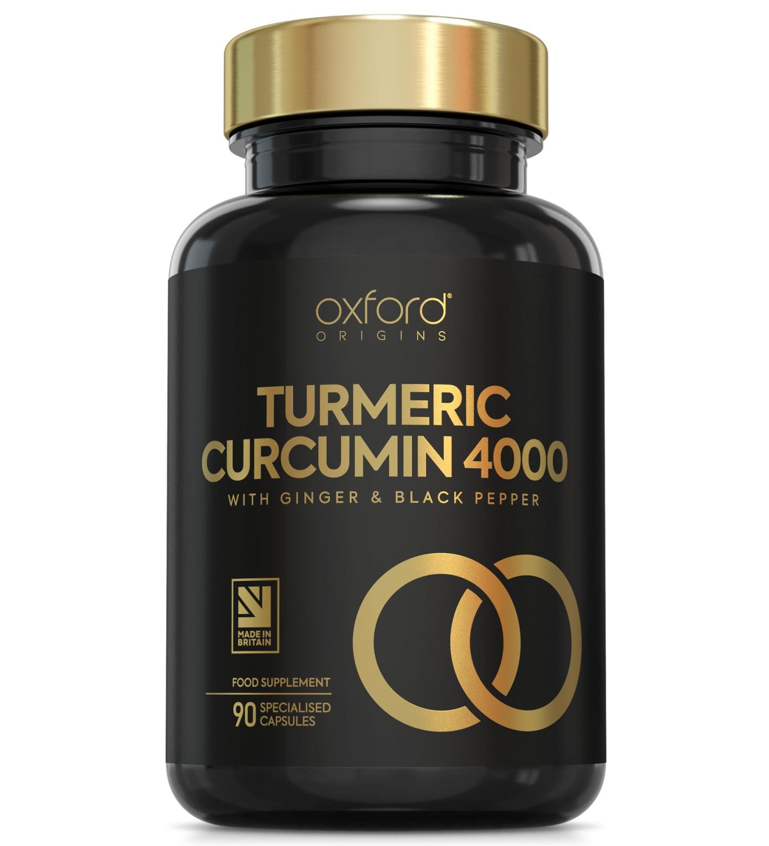 Advanced Turmeric and Black Pepper Capsules 4000mg ONE per Day with Ginger Root | 90 Turmeric Tablets for Joint Care & Mobilty | Potent Tumeric Supplement Joints | 3 Month Supply | Made in The UK - Buy Online on GoSupps.com