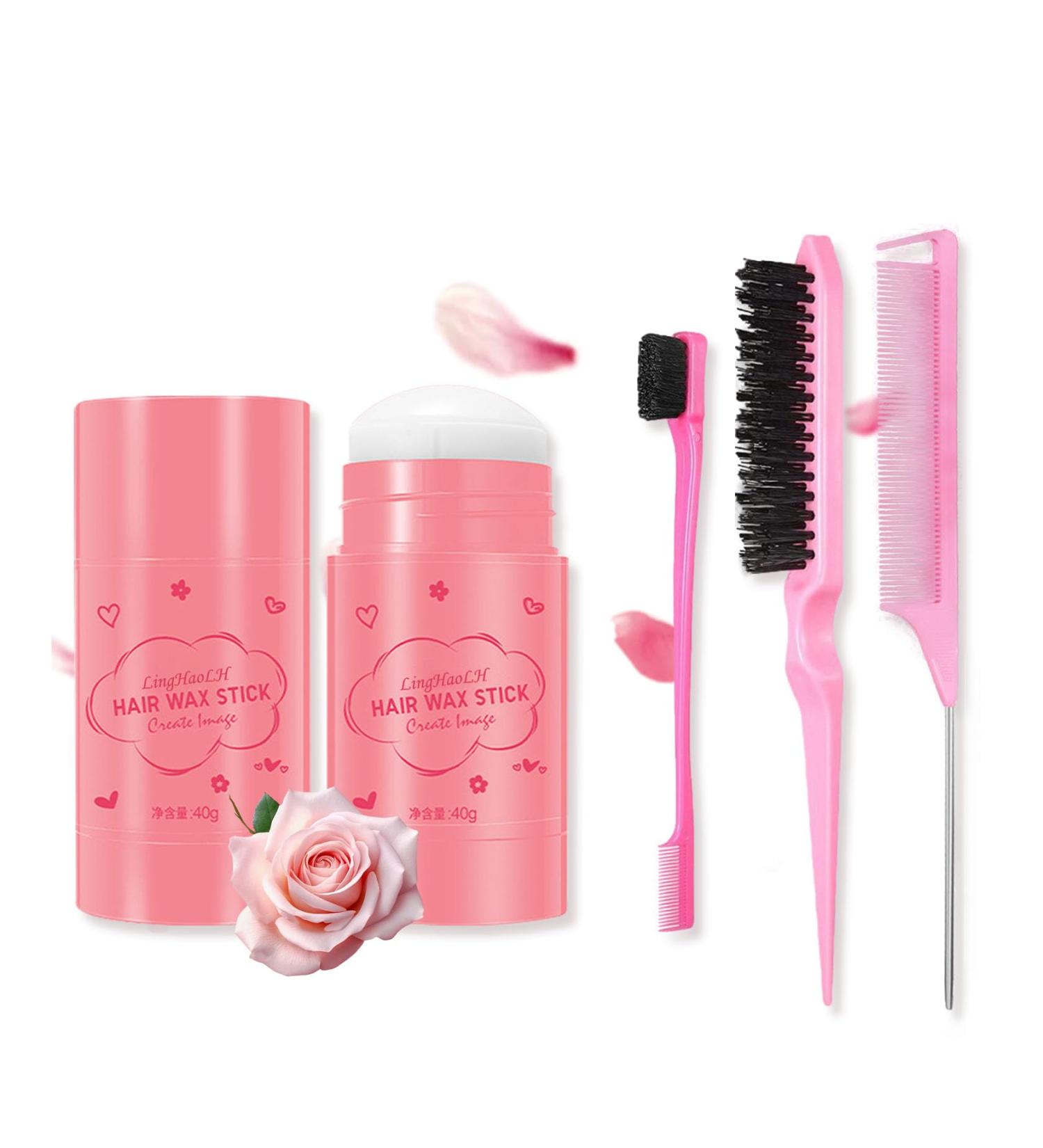 Hair Wax Stick Kit with 3 Brushes Comb Set Long Lasting Non-Greasy Styling Wax for Hair Styling and Flyaways Edge Hair Hair Slick Wax Pomade Stick for Hair Edge Control(4PCS) - Buy Online on GoSupps.com